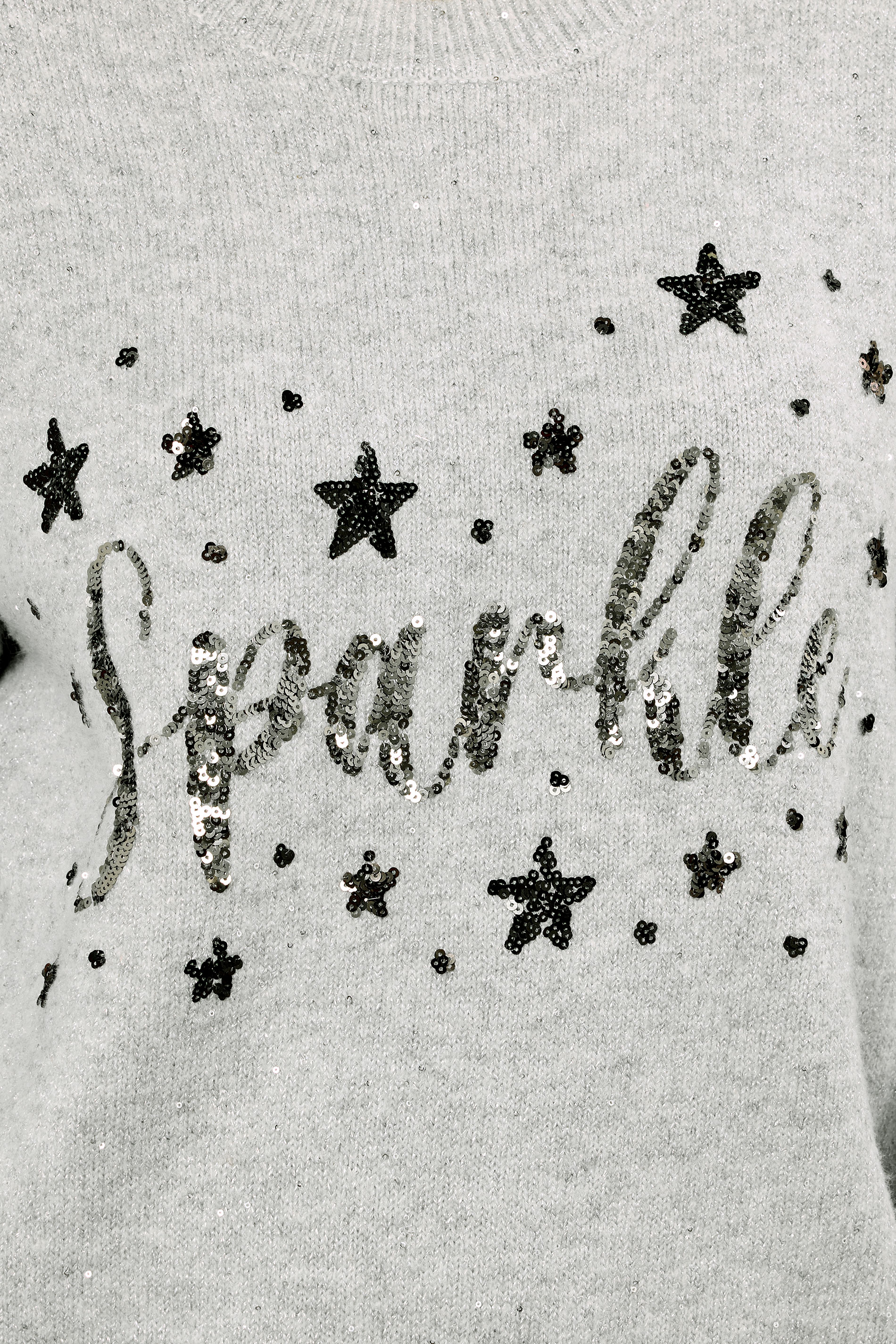 EVANS Plus Size Grey Sequin Embellished 'Sparkle' Christmas Jumper | Evans 4