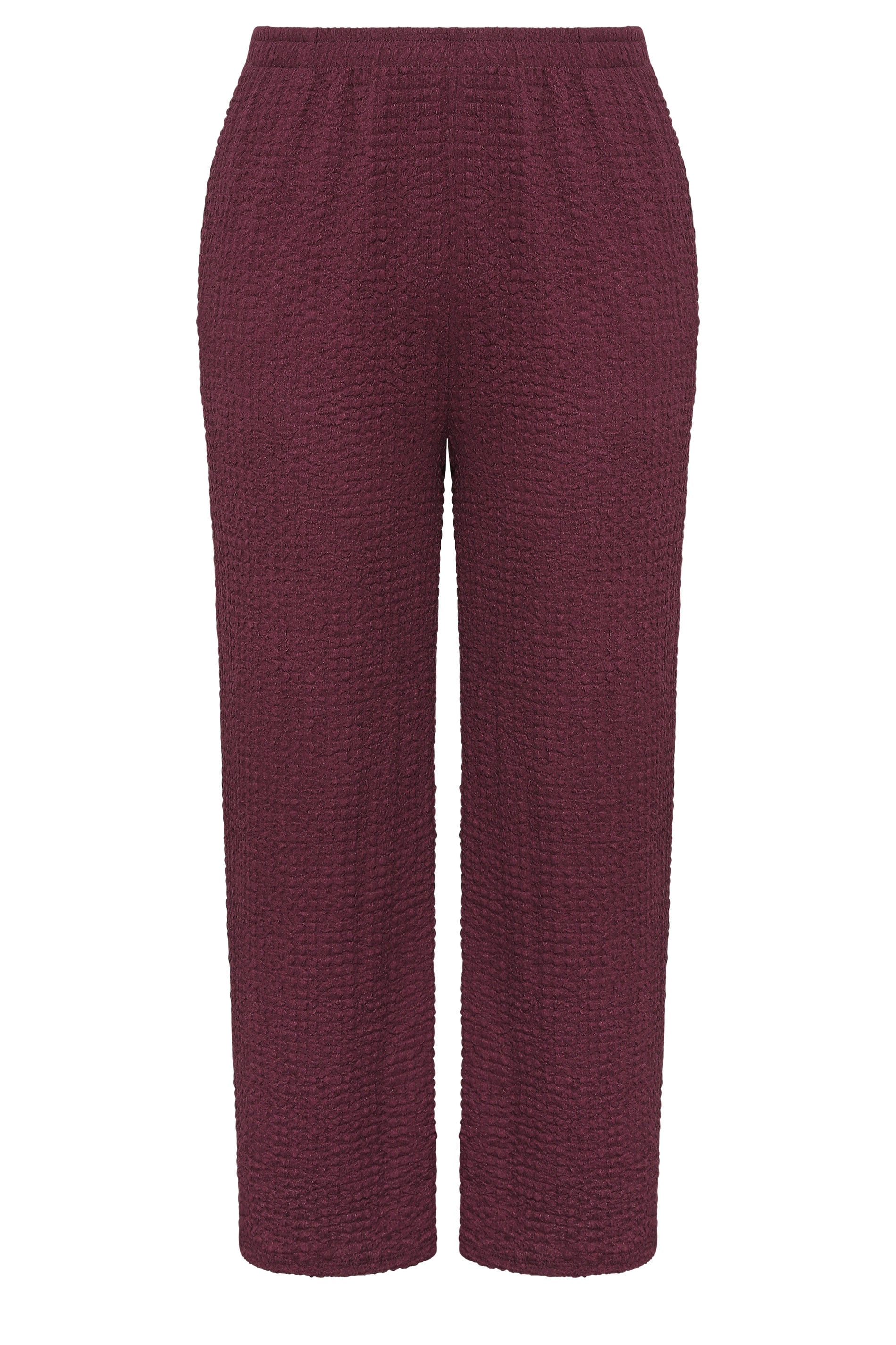 YOURS Plus Size Burgundy Red Bubble Textured Trousers | Yours Clothing 5