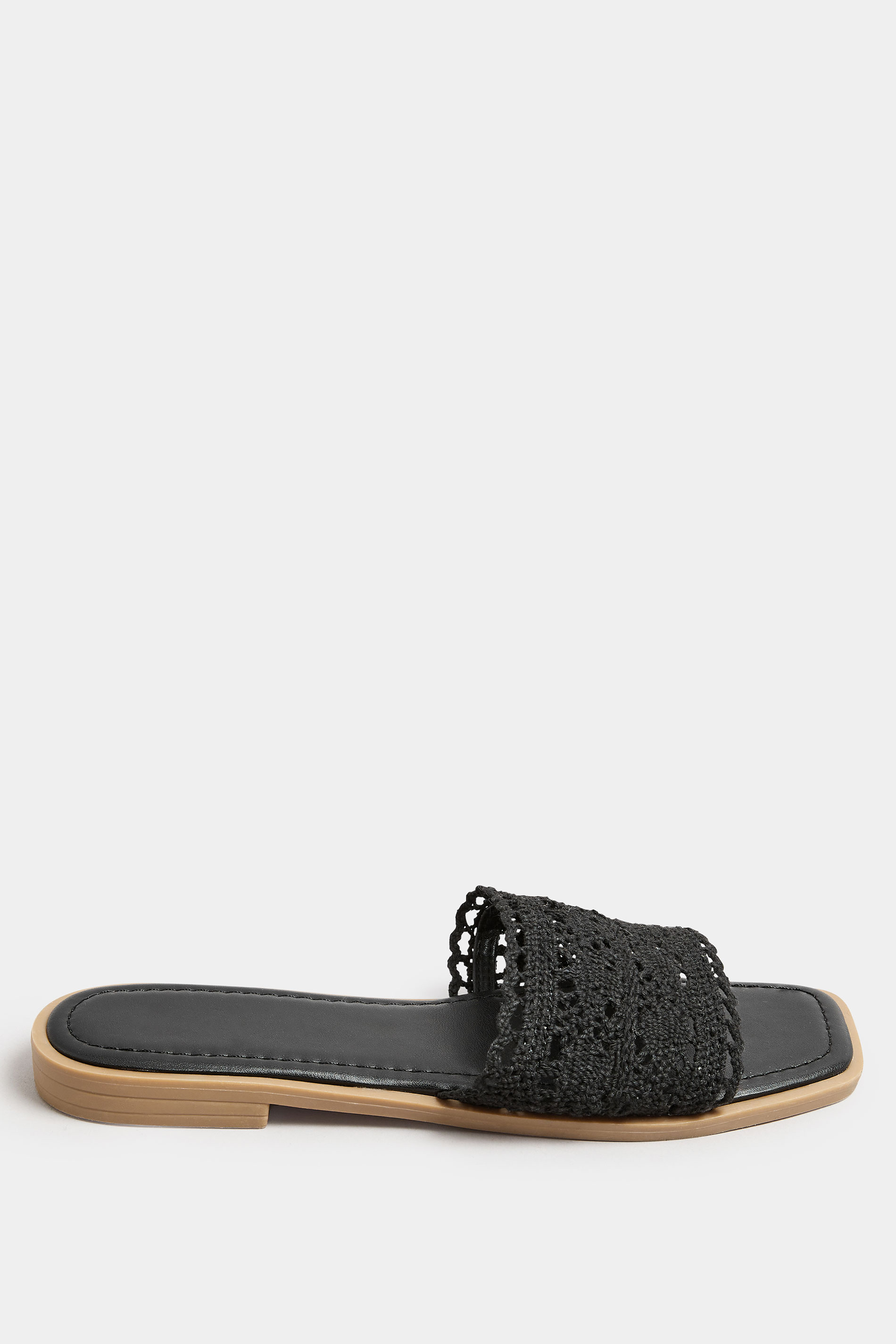 Black Crochet Mule Sandals In Extra Wide EEE Fit 2