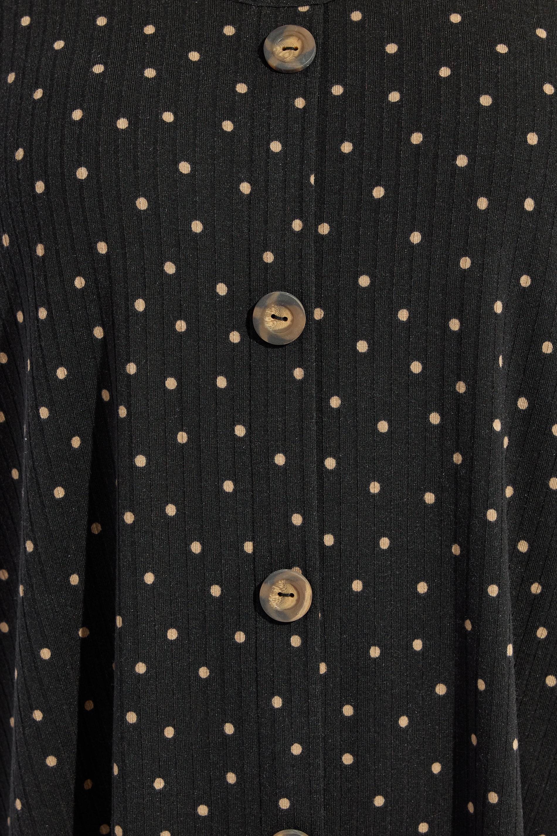 YOURS Plus Size Black Polka Dot Ribbed Button Top | Yours Clothing 5