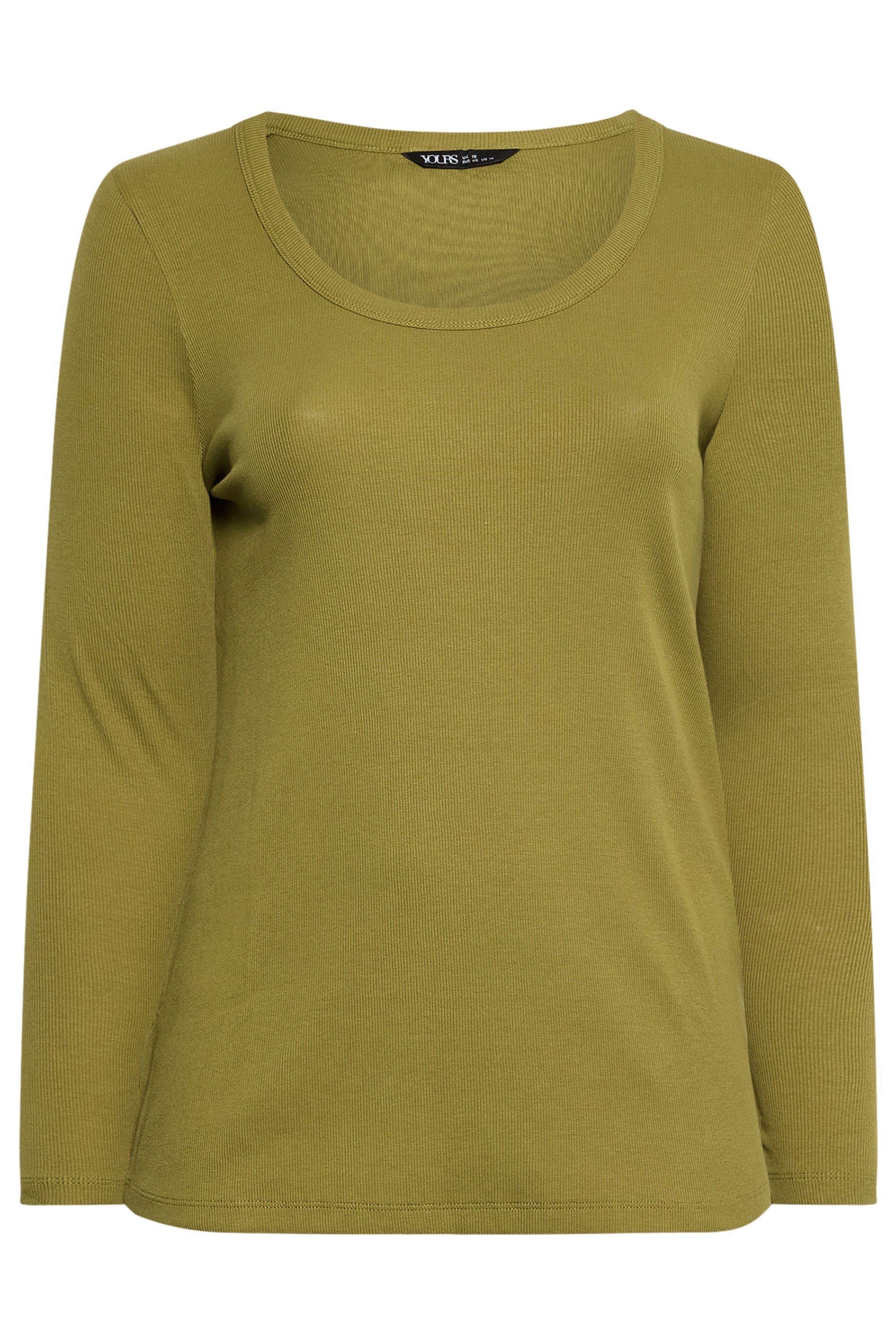 YOURS Plus Size Green Ribbed Scoop Neck Top | Yours Clothing 5