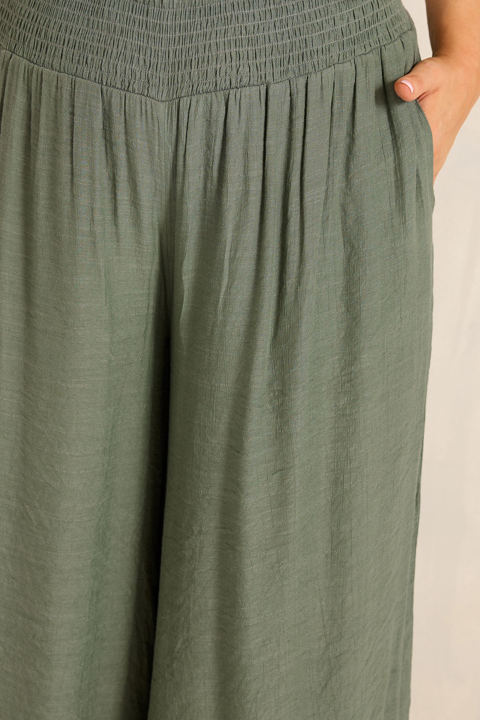 EVANS Plus Size Khaki Green Wide Leg Trouser | Evans 7