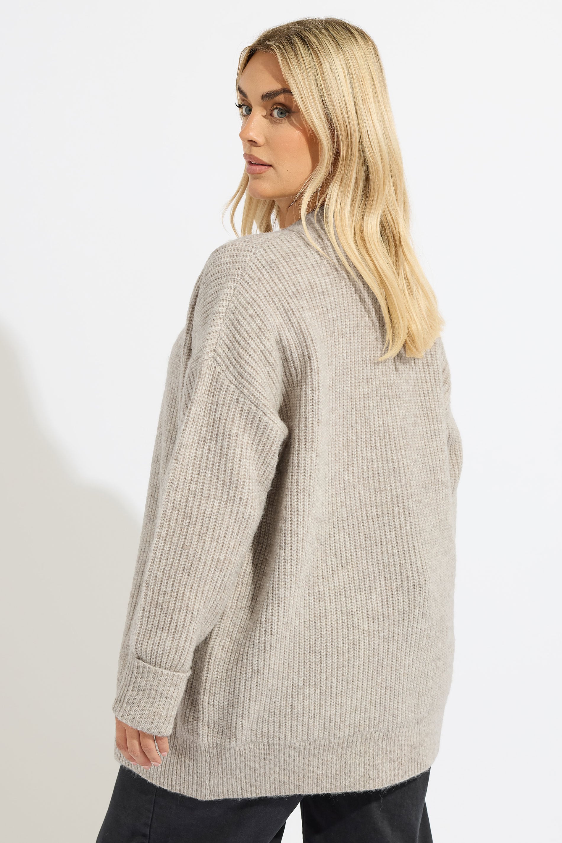 YOURS Plus Size Natural Brown Soft Touch Knitted Cardigan | Yours Clothing 2