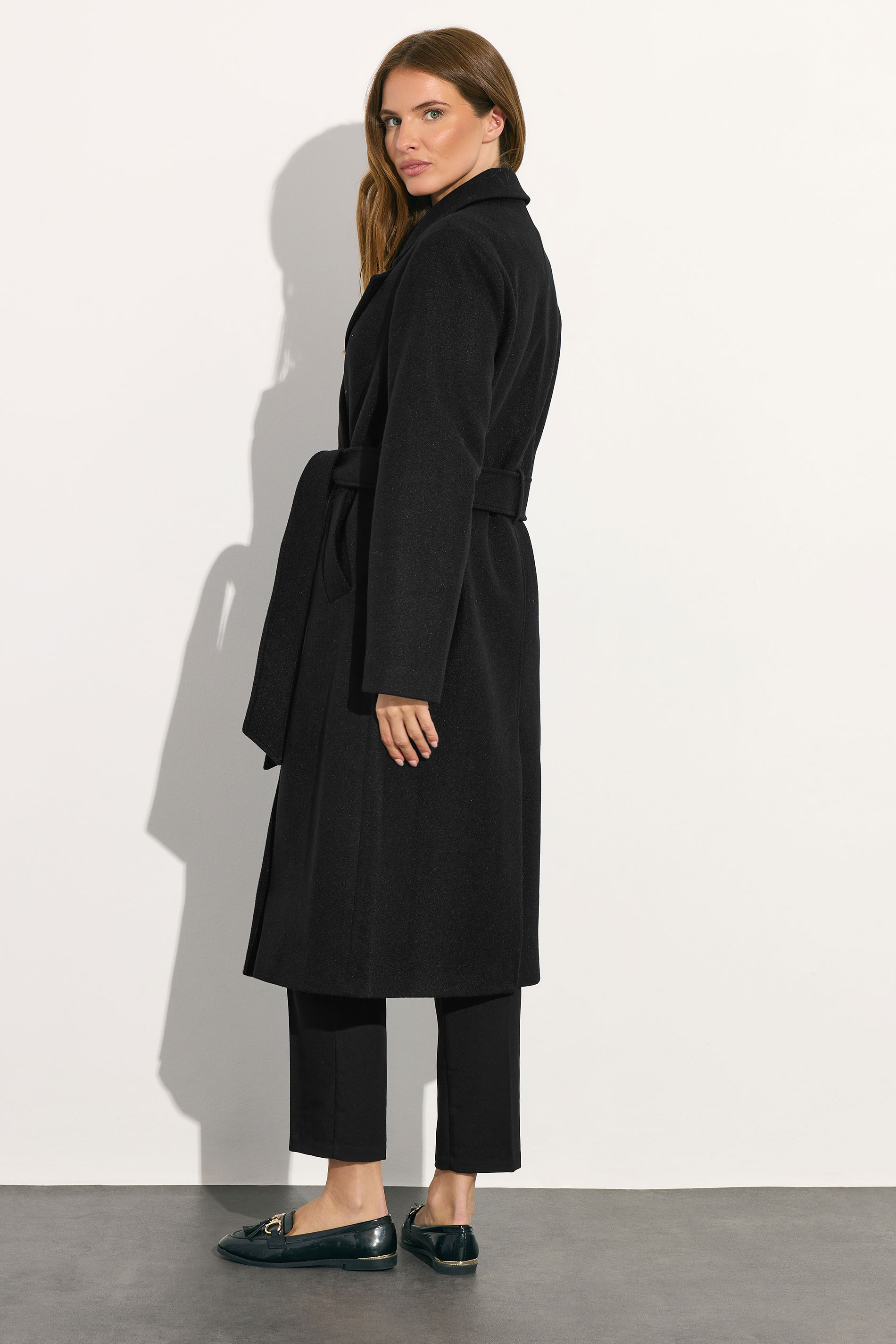 M&Co Black Button Up Wrap Coat | M&Co 4