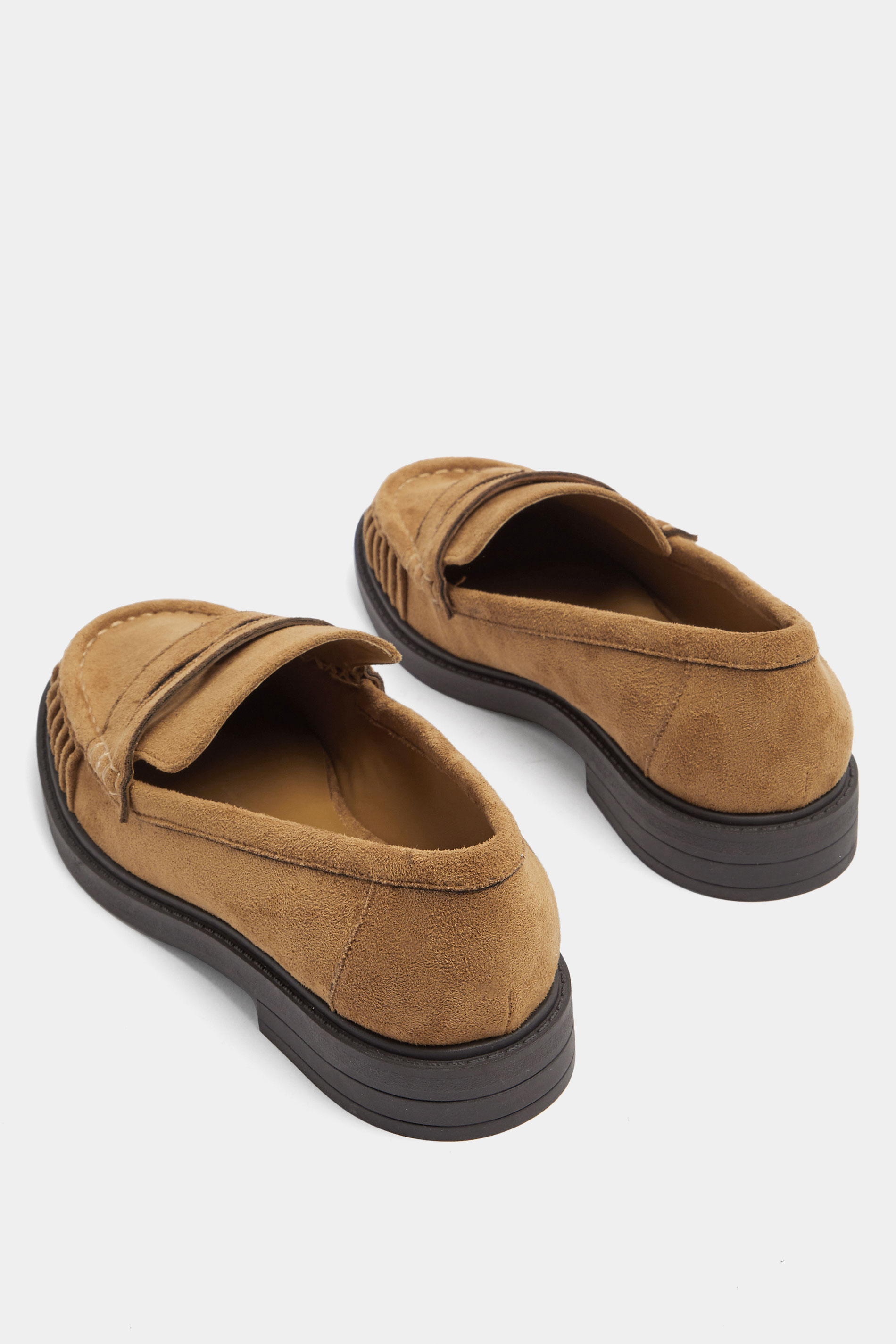Tan Faux Suede Loafers In Wide EEE Fit | Yours Clothing 5