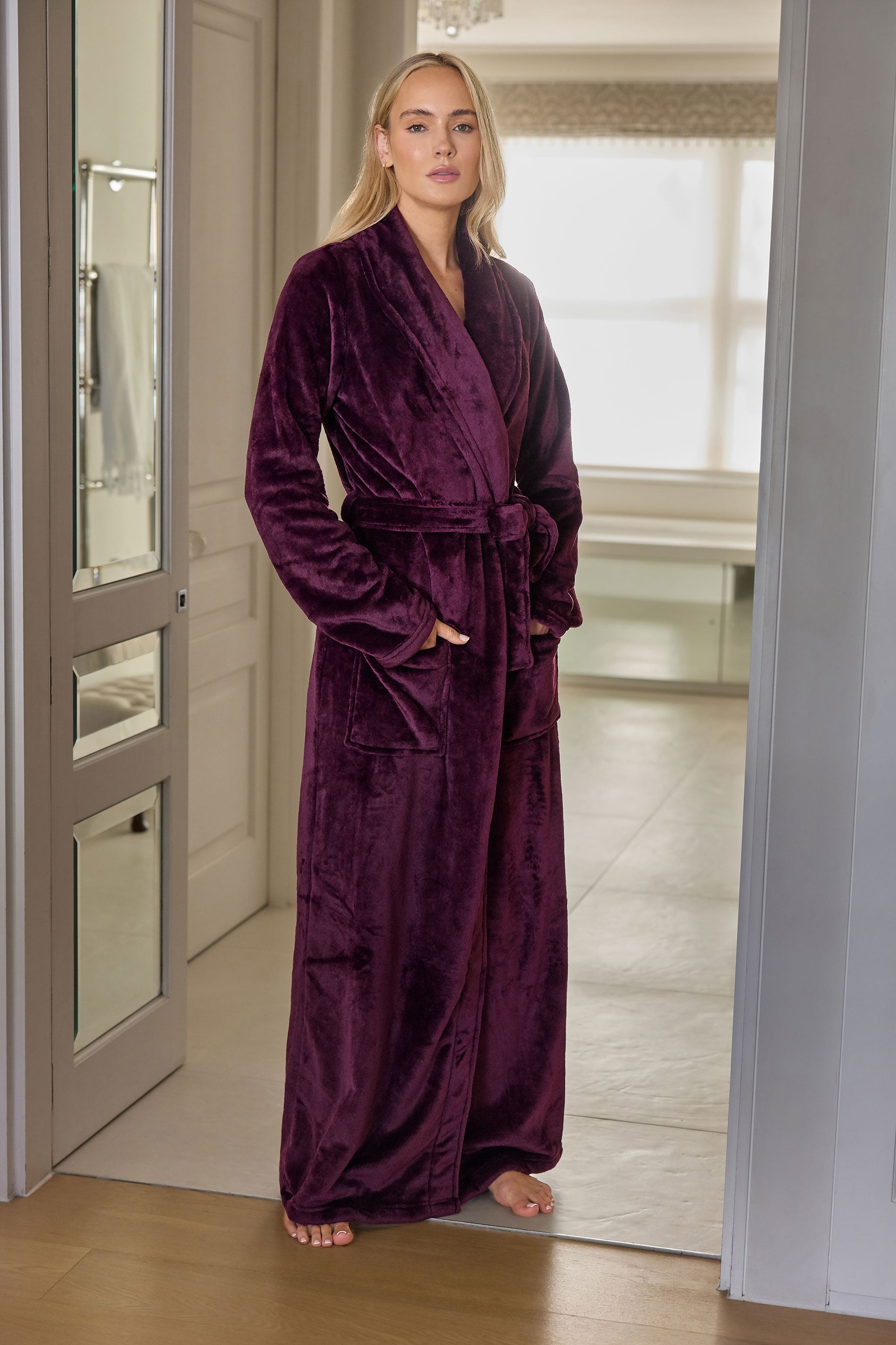 LTS Tall Burgundy Red Super Luxe Maxi Dressing Gown | Long Tall Sally 3