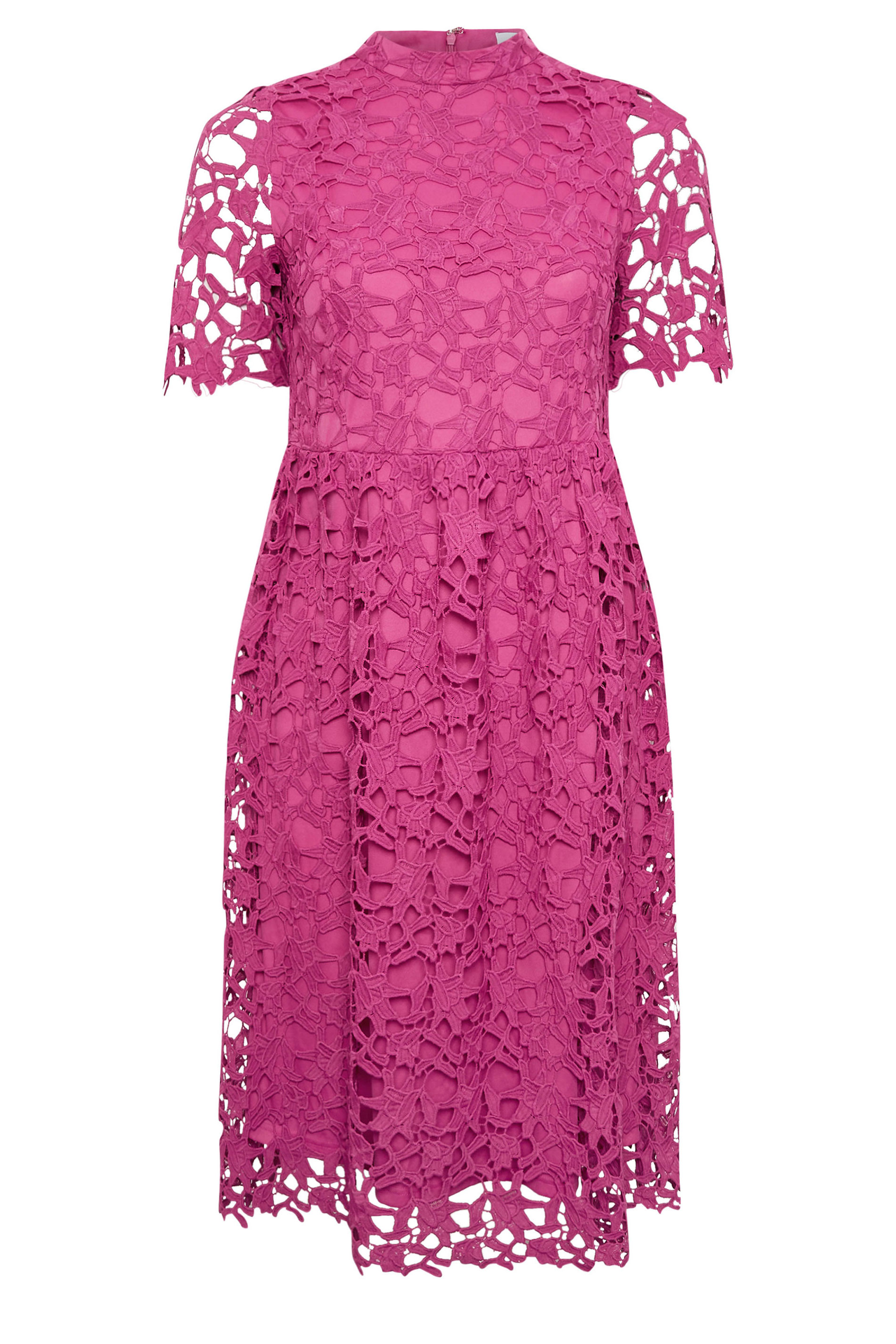 YOURS LONDON Plus Size Hot Pink Lace Crochet Midi Dress | Yours Clothing  5