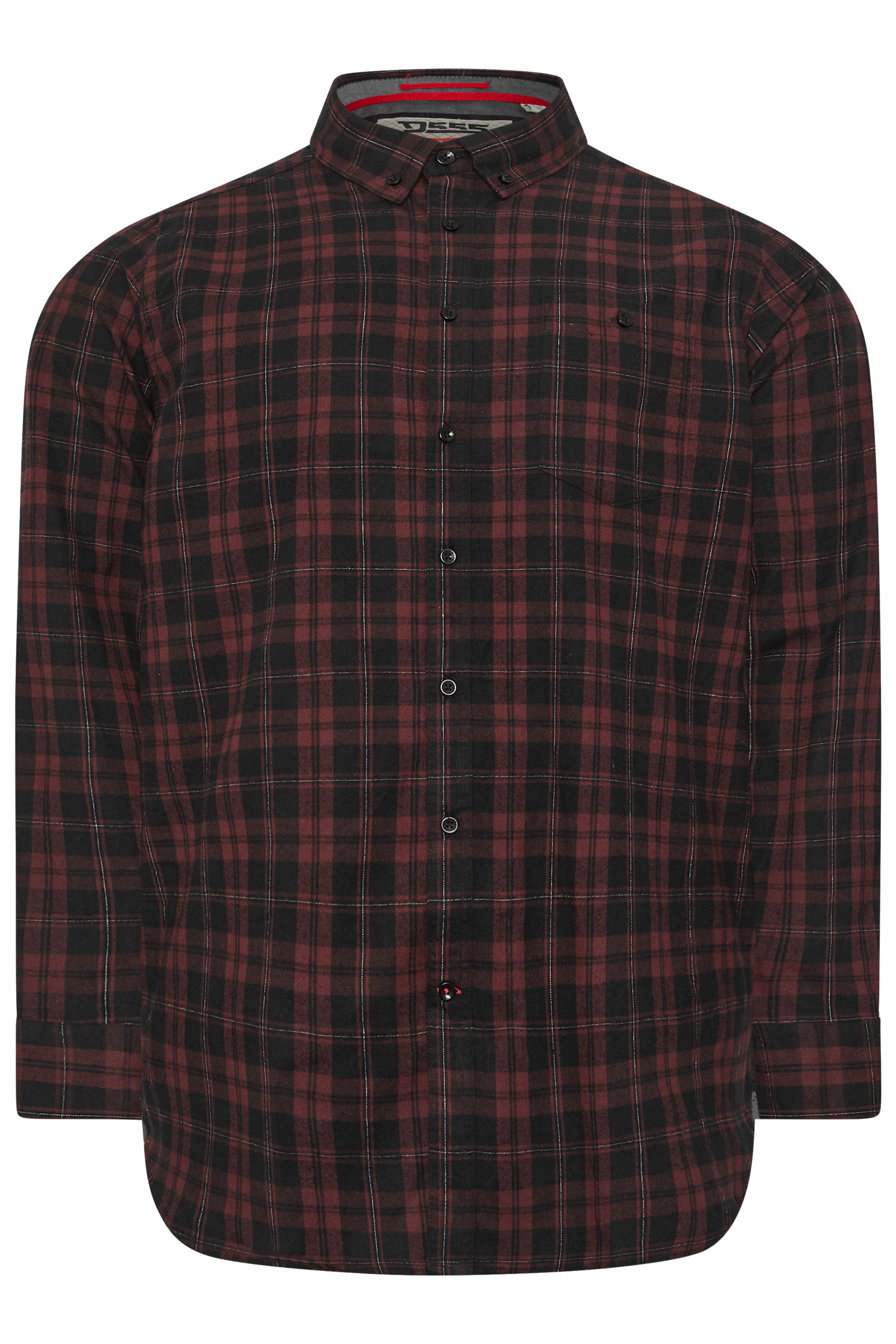 D555 Big & Tall Burgundy Red Check Shirt | BadRhino 2