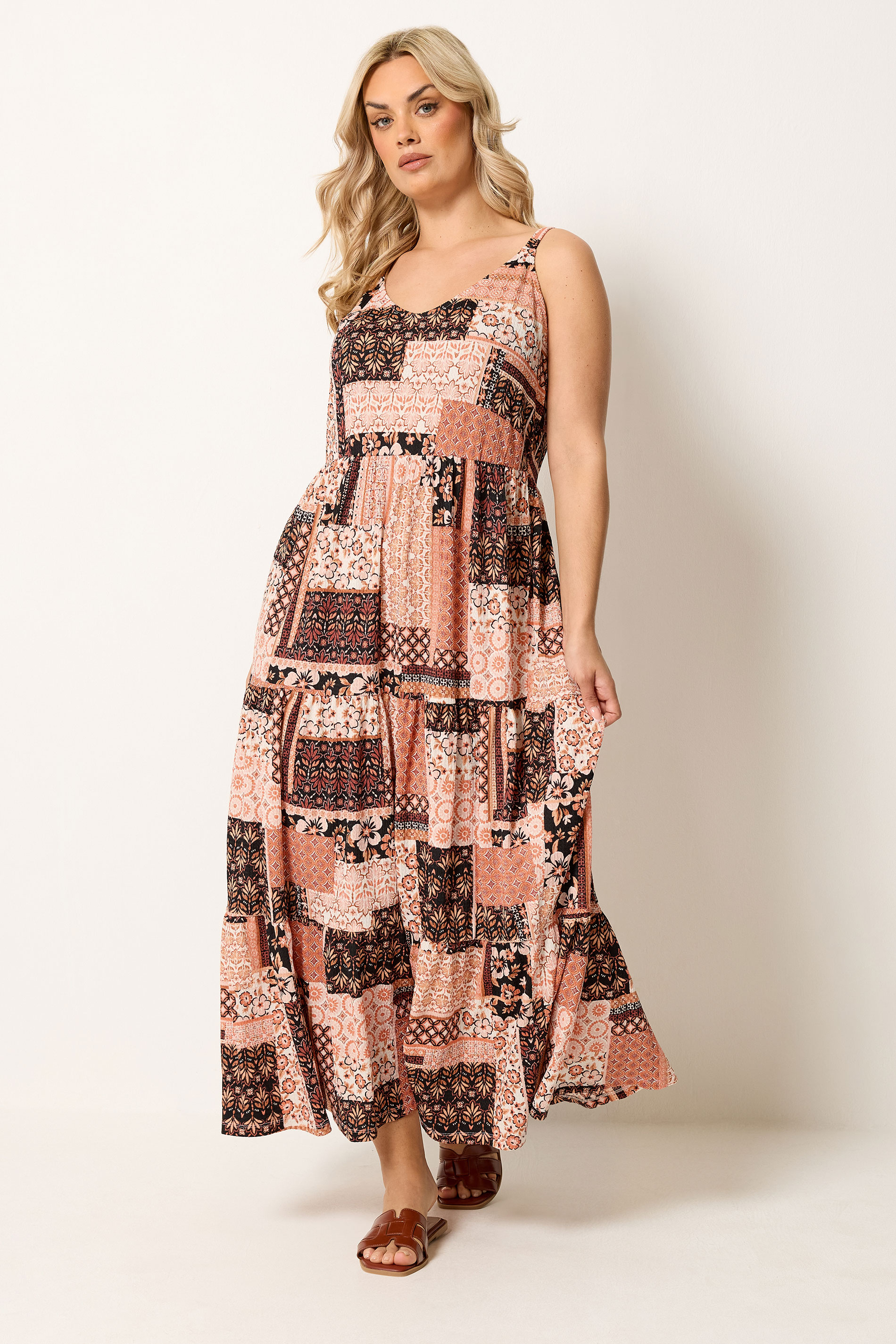 YOURS Plus Size Orange Terracotta Tiered Maxi Dress | Yours Clothing 3