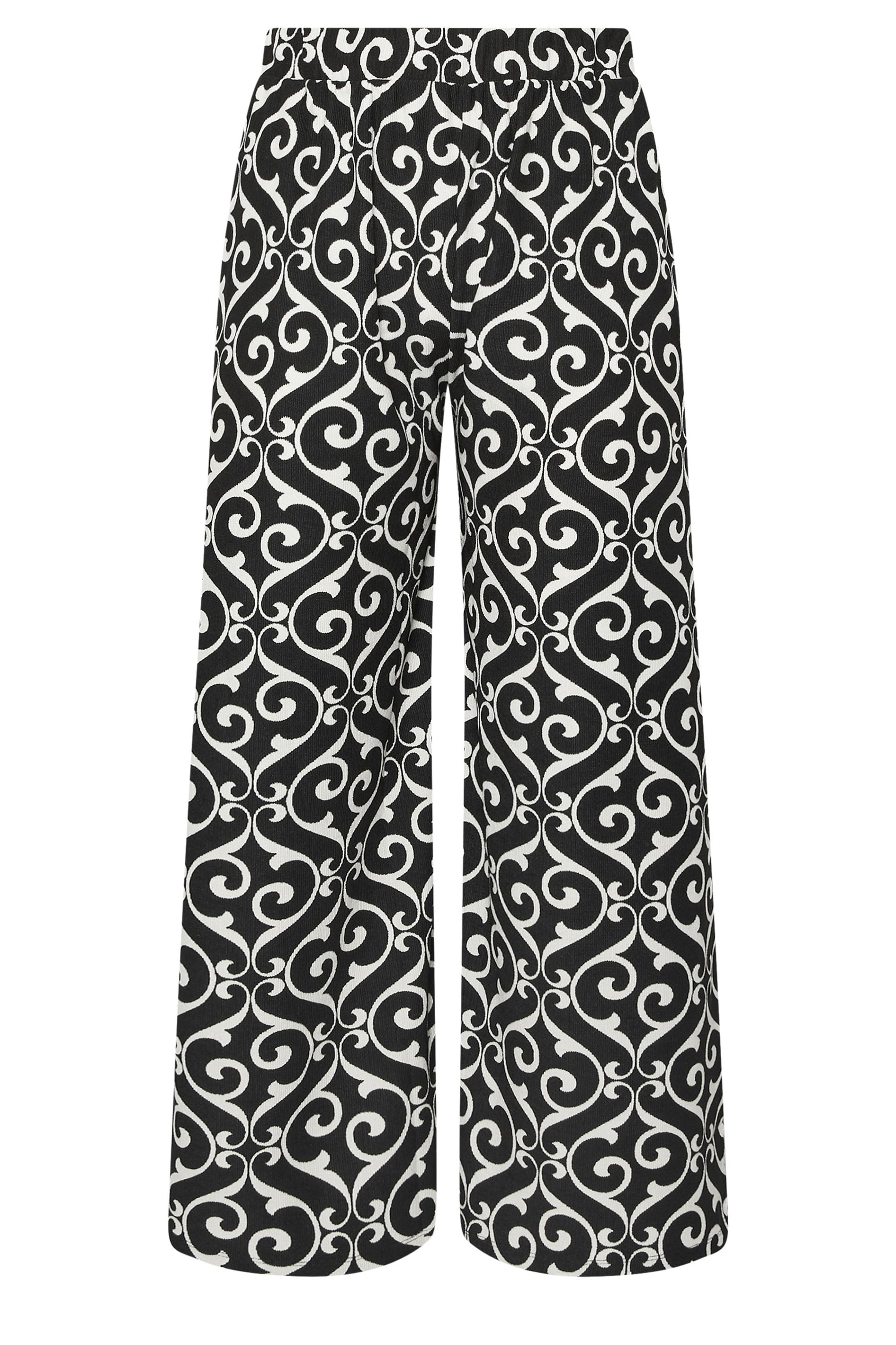 YOURS Plus Size Black Abstract Print Trousers | Yours Clothing 5