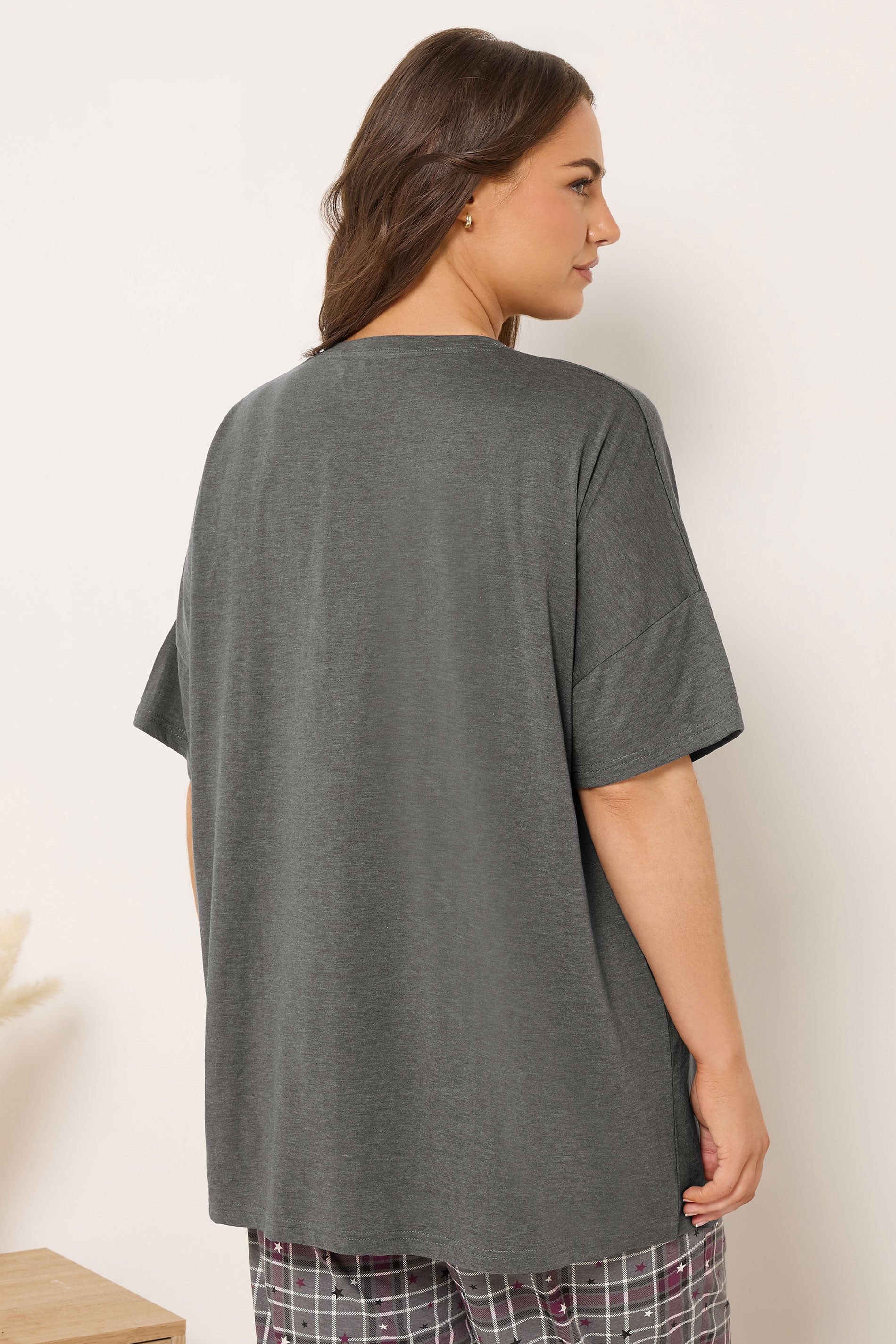 YOURS Plus Size Grey 'Wake Me For The Weekend' Slogan Pyjama Top | Yours Clothing 5