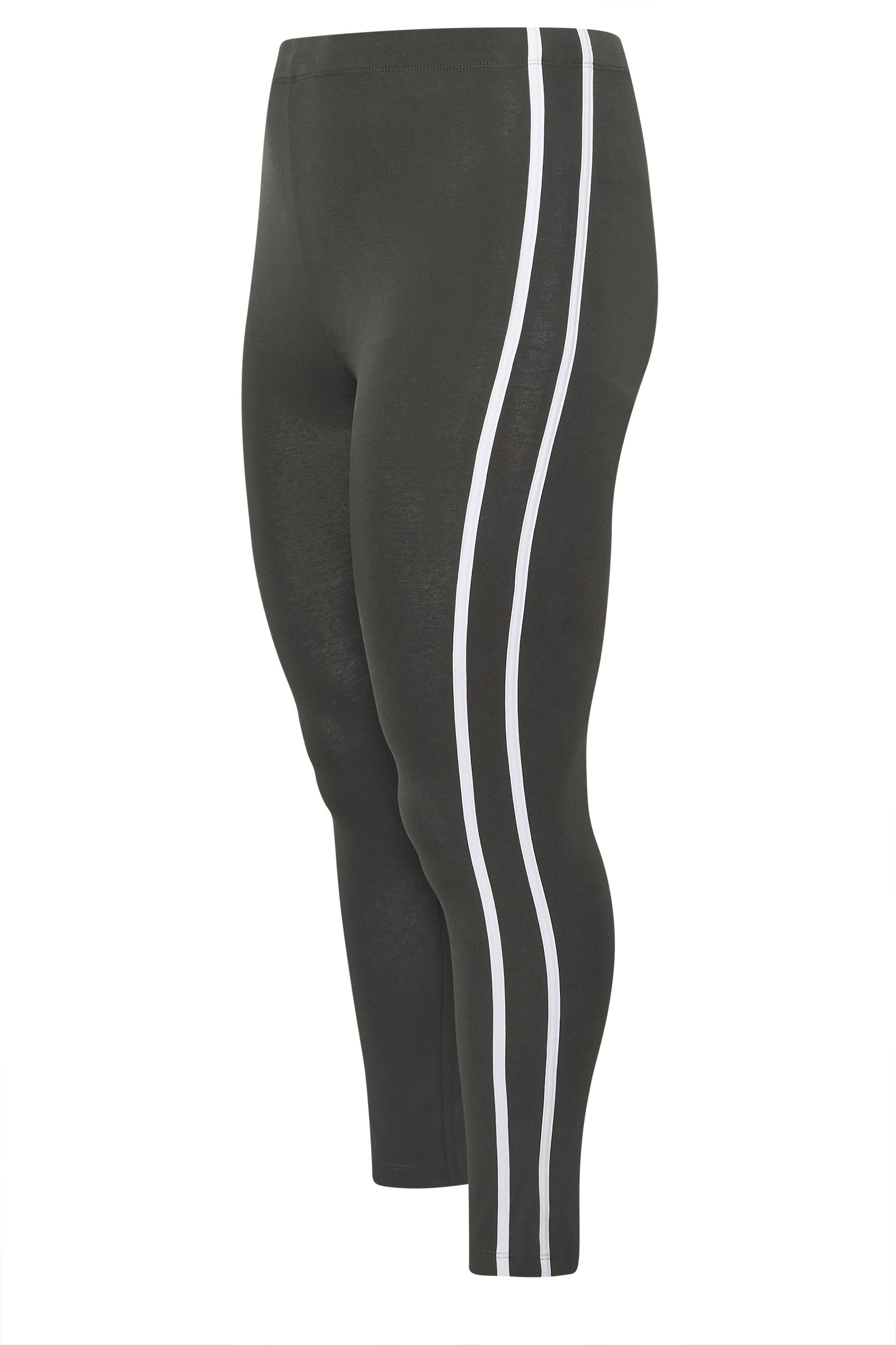 YOURS ACTIVE Plus Size Grey Side Stripe Leggings | Yours Clothing 5