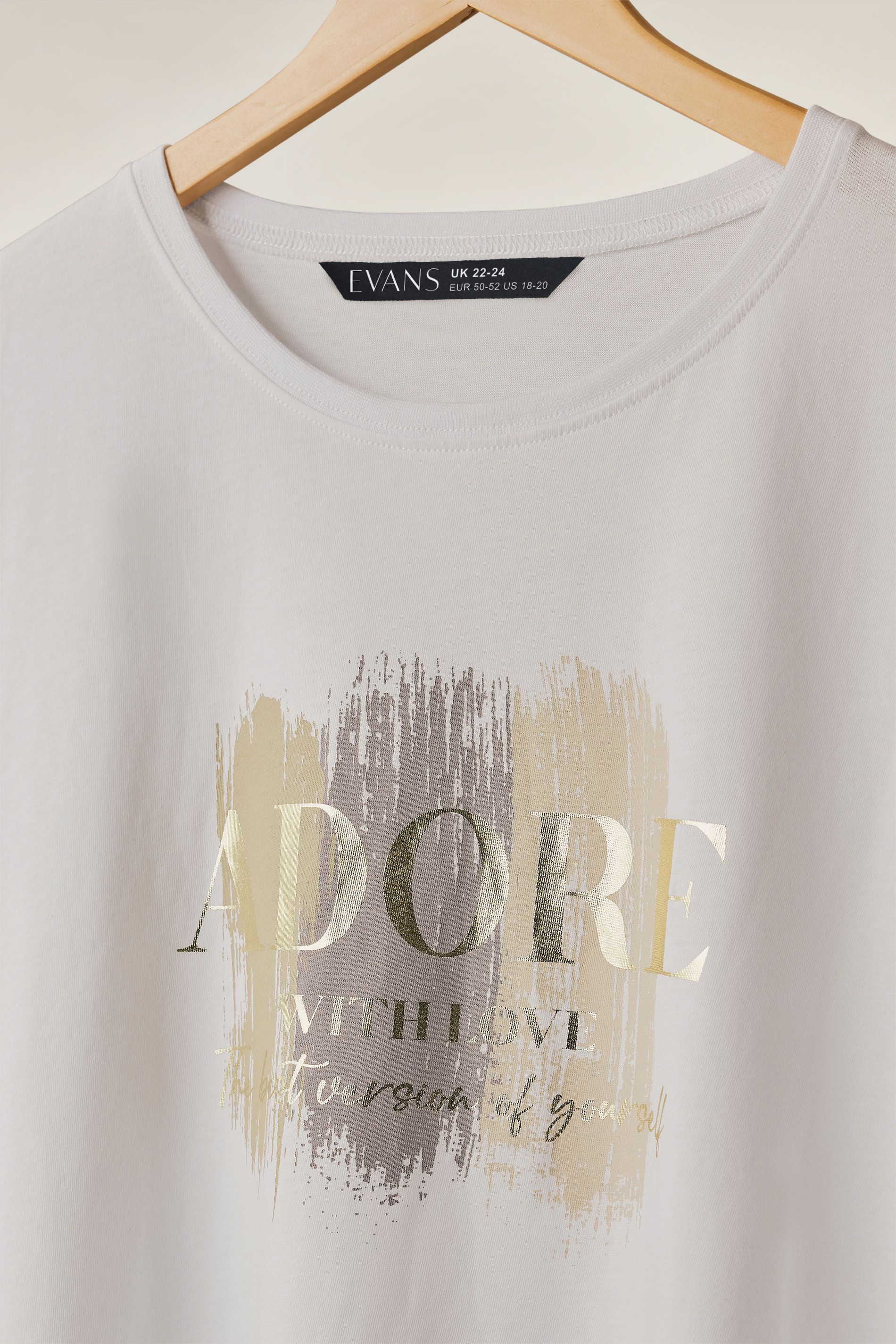 EVANS Plus Size White 'Adore' Print T-Shirt | Evans