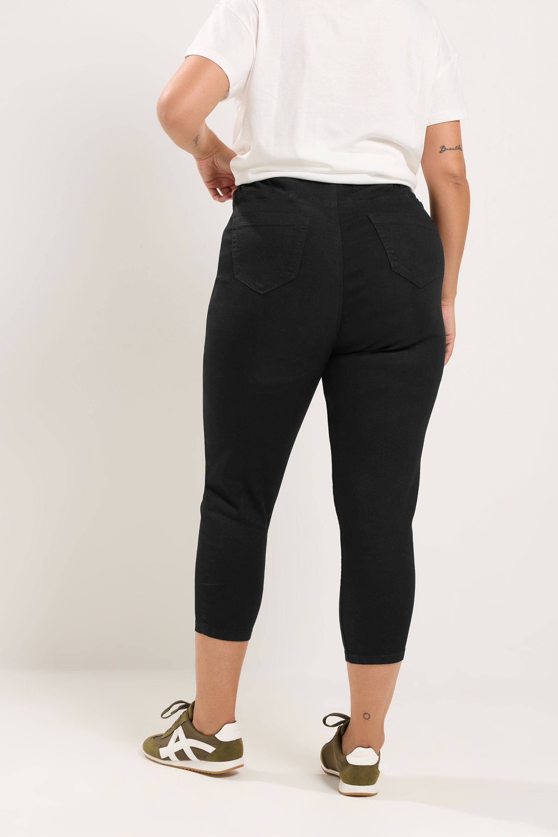 Plus Size Black Cropped JENNY Stretch Jeggings | Yours Clothing  4
