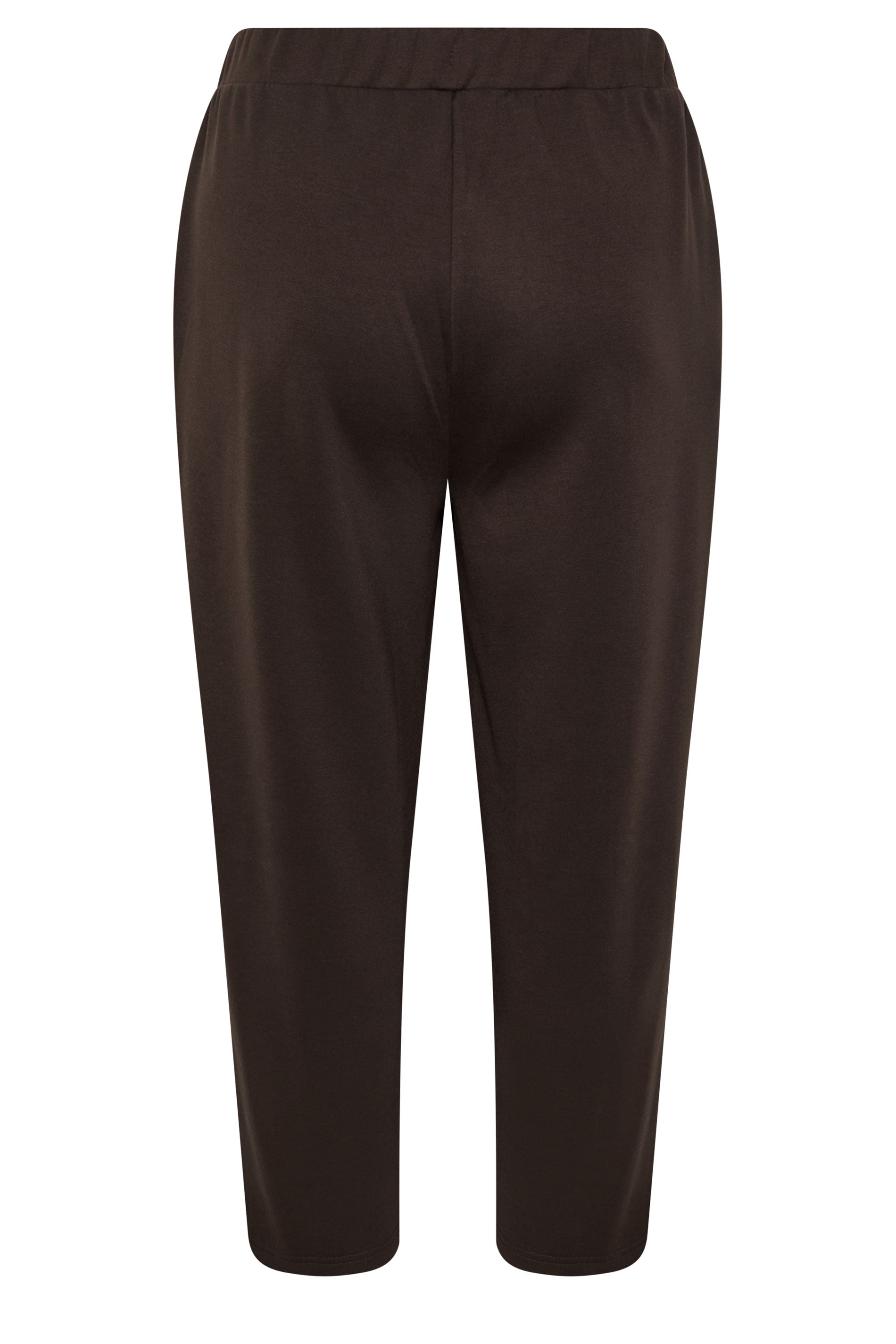 EVANS Plus Size Chocolate Brown Luxe Wide Leg Joggers | Evans 2