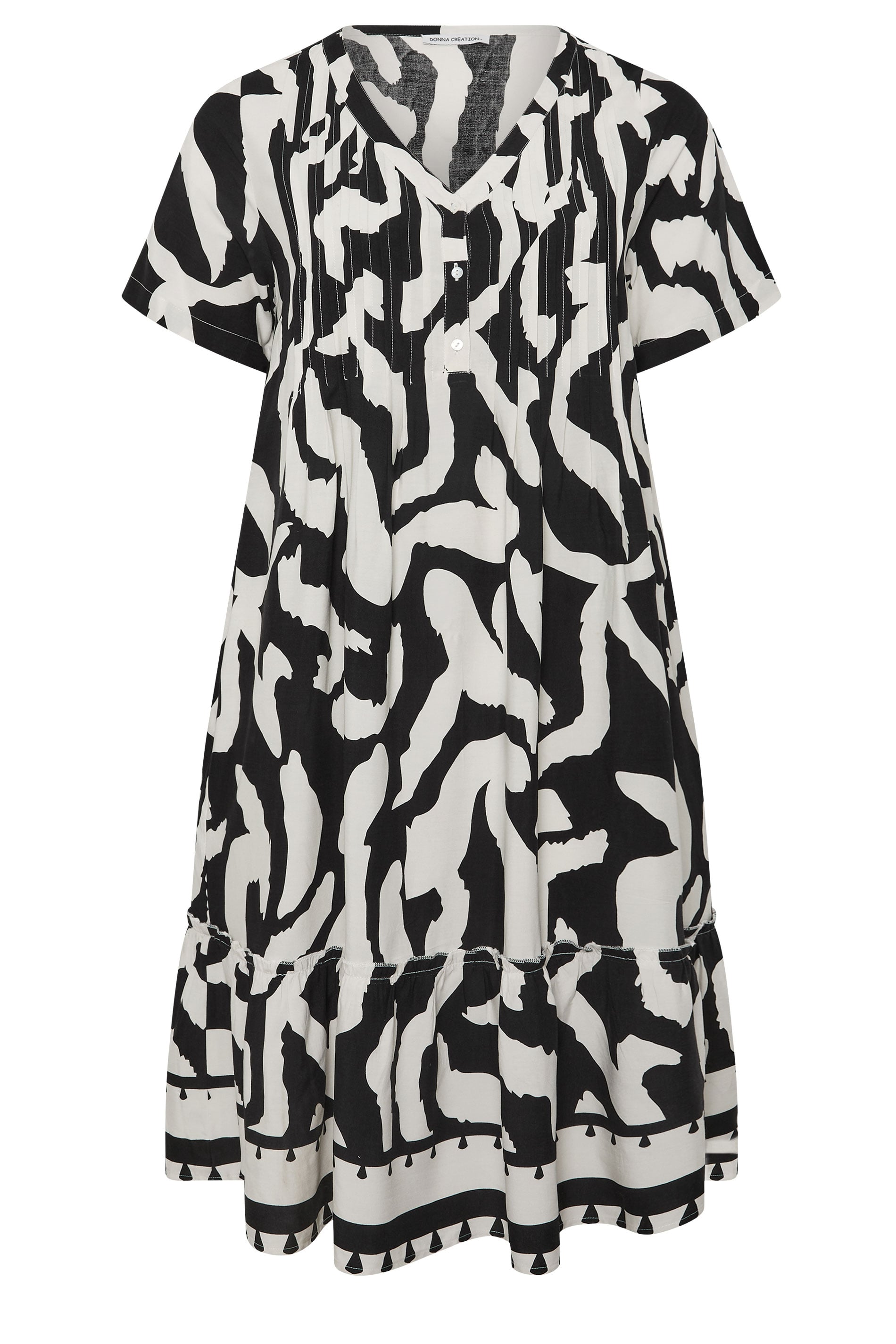 EVANS Plus Size Black Abstract Pintuck Dress | Evans 6