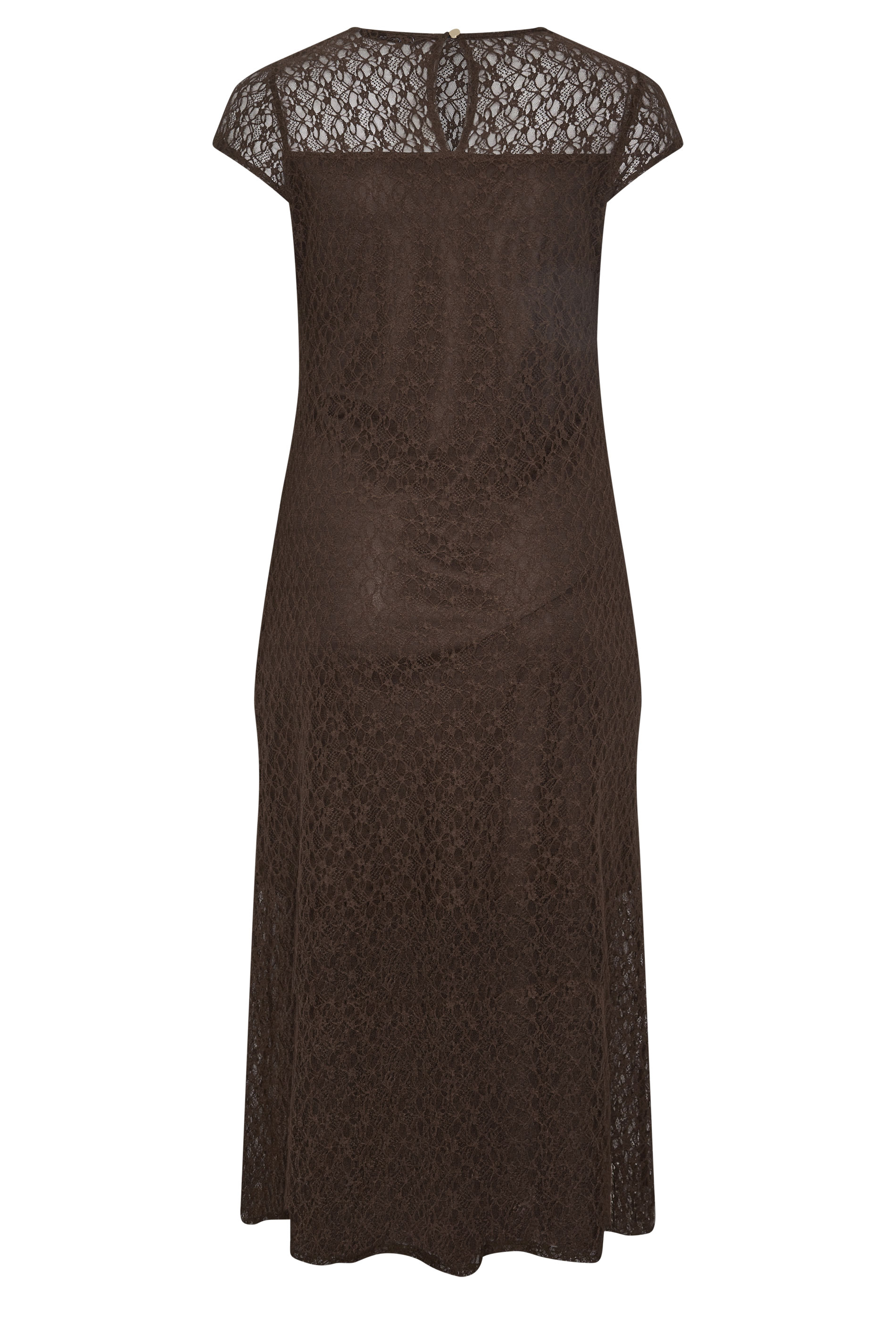 YOURS LONDON Plus Size Chocolate Brown Lace Maxi Dress | Yours Clothing 2