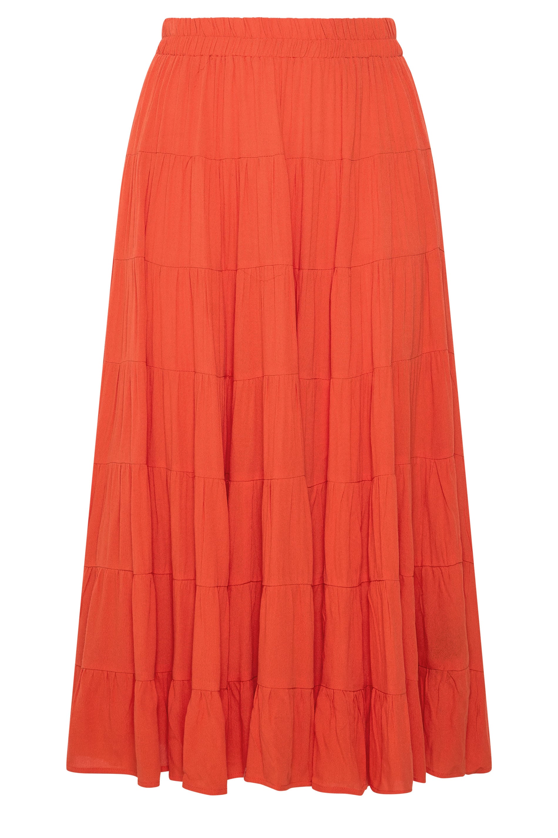 YOURS Plus Size Orange Tiered Maxi Skirt | Yours Clothing 5