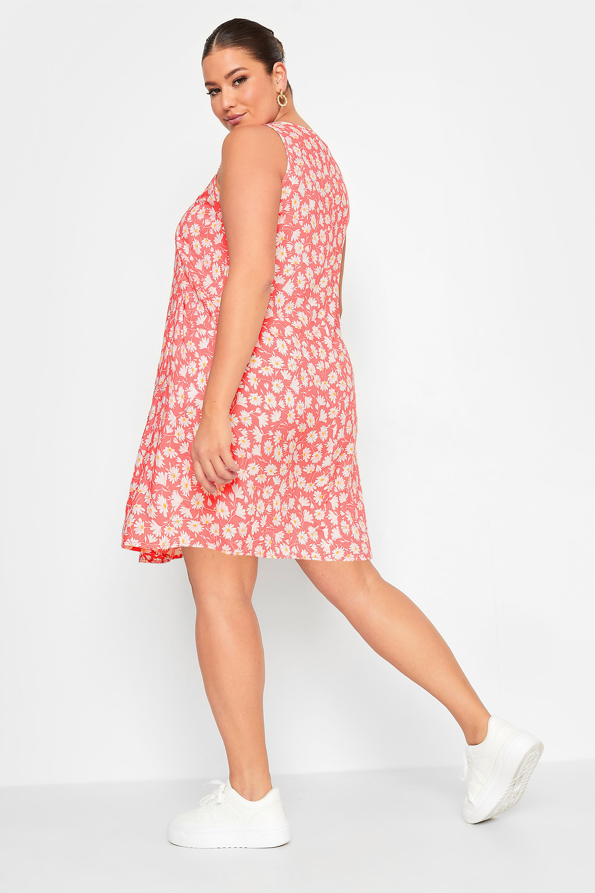YOURS Plus Size Curve Light Pink Daisy Print Pocket Smock Dress | Yours Clothing  3