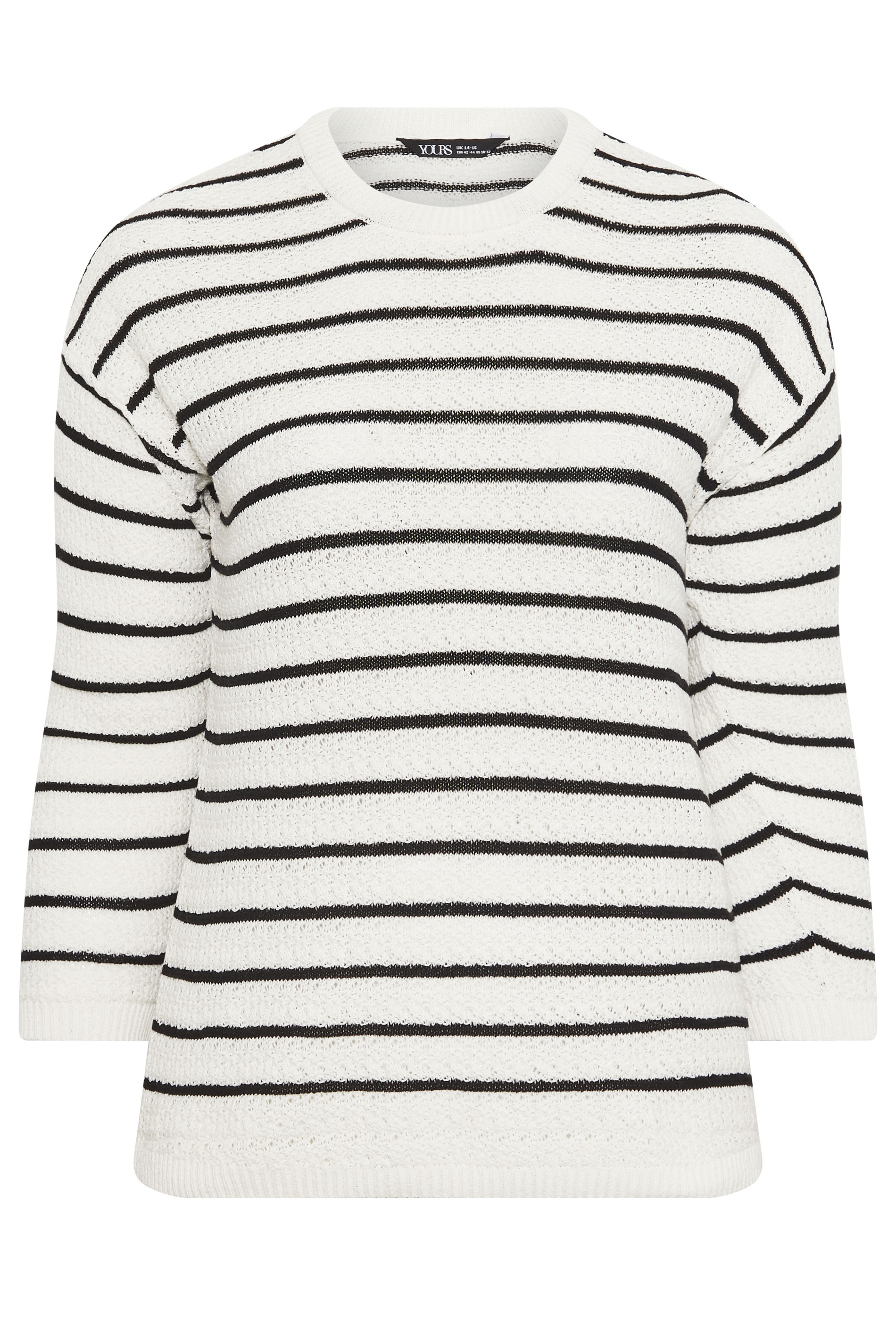 YOURS Plus Size Cream Stripe Knitted Jumper | Yours Clothing 5