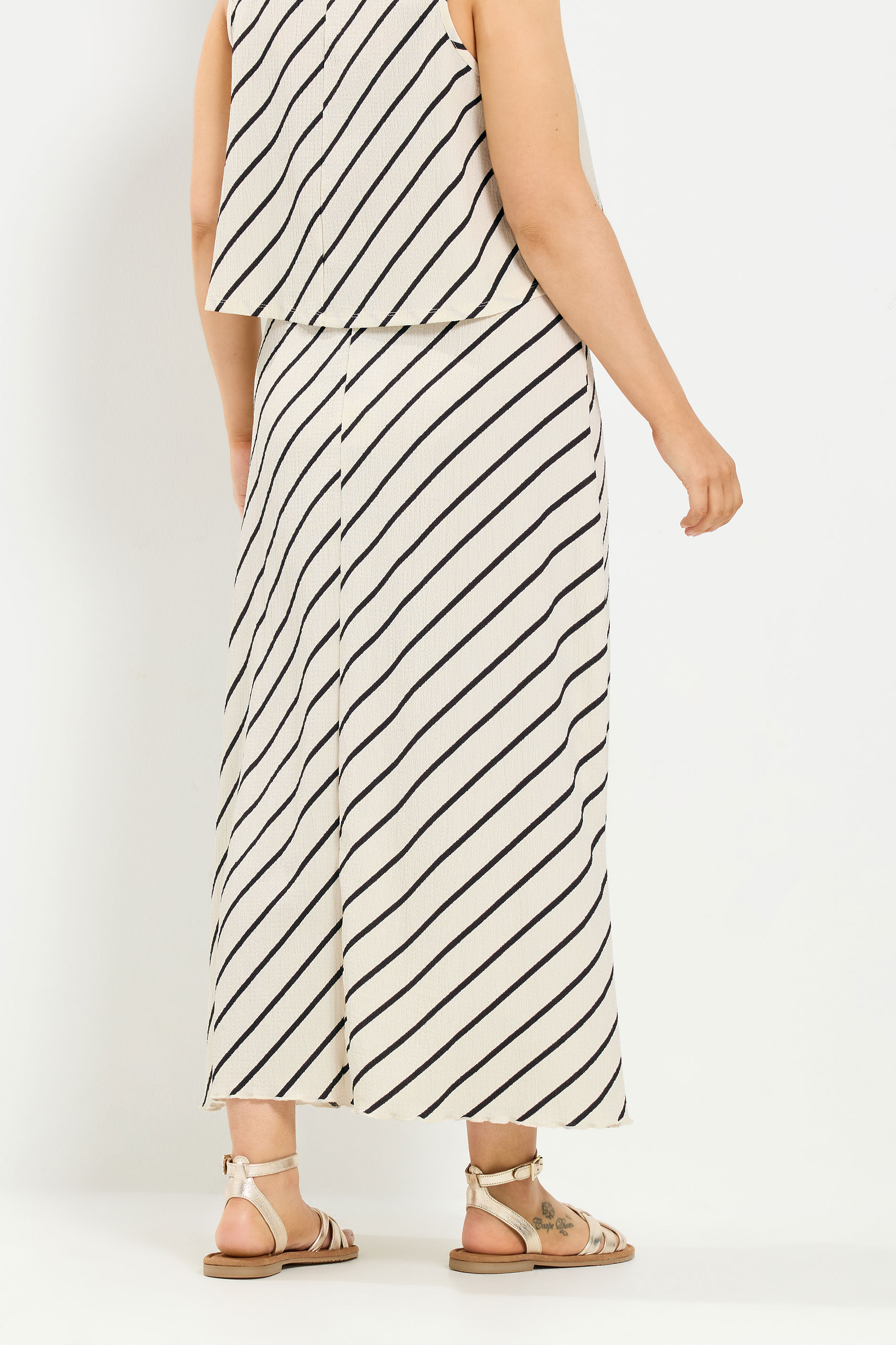 YOURS Plus Size Cream Stripe Maxi Skirt | Yours Clothing 2