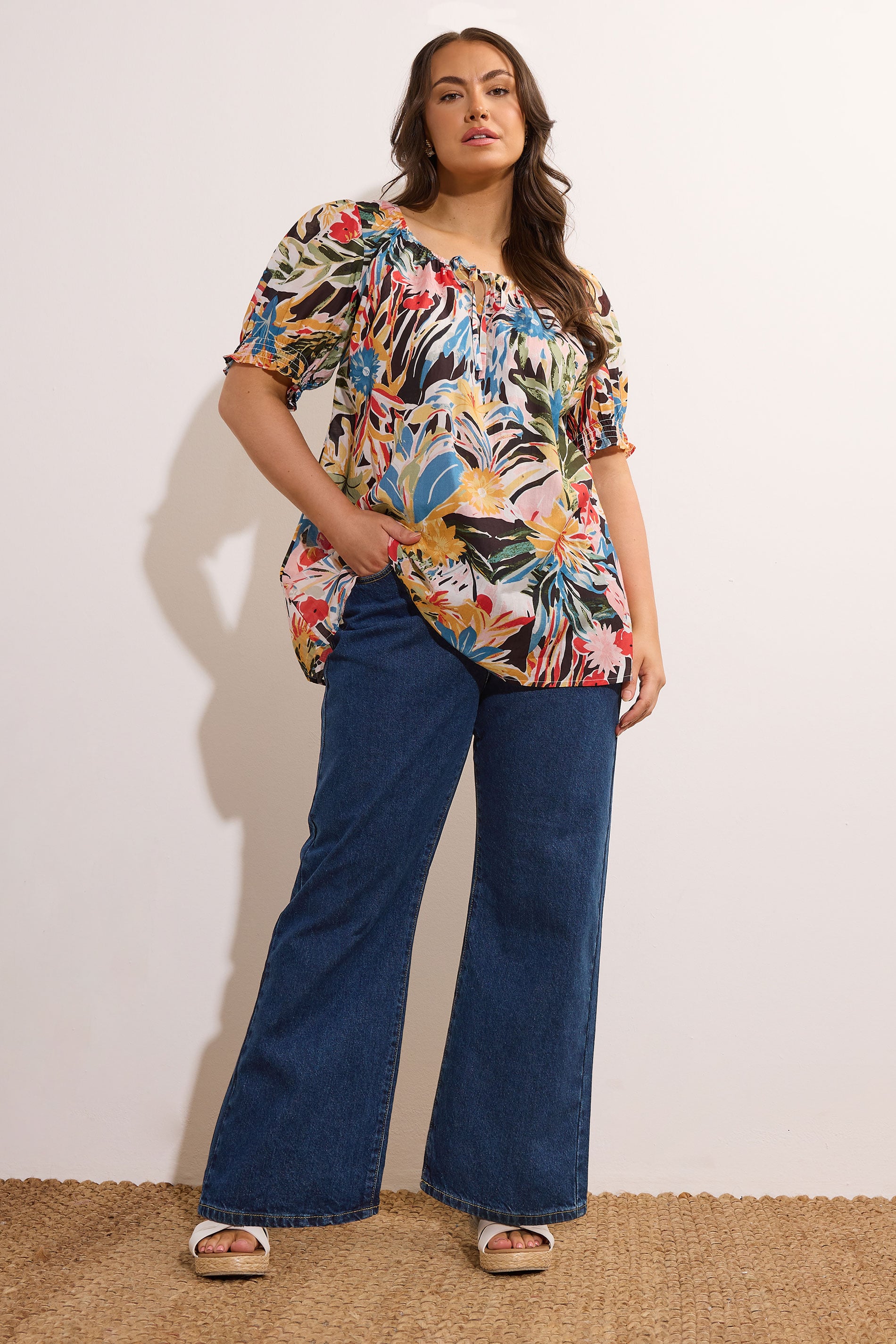EVANS Plus Size Indigo Blue Denim Wide Leg Jeans | Evans 2