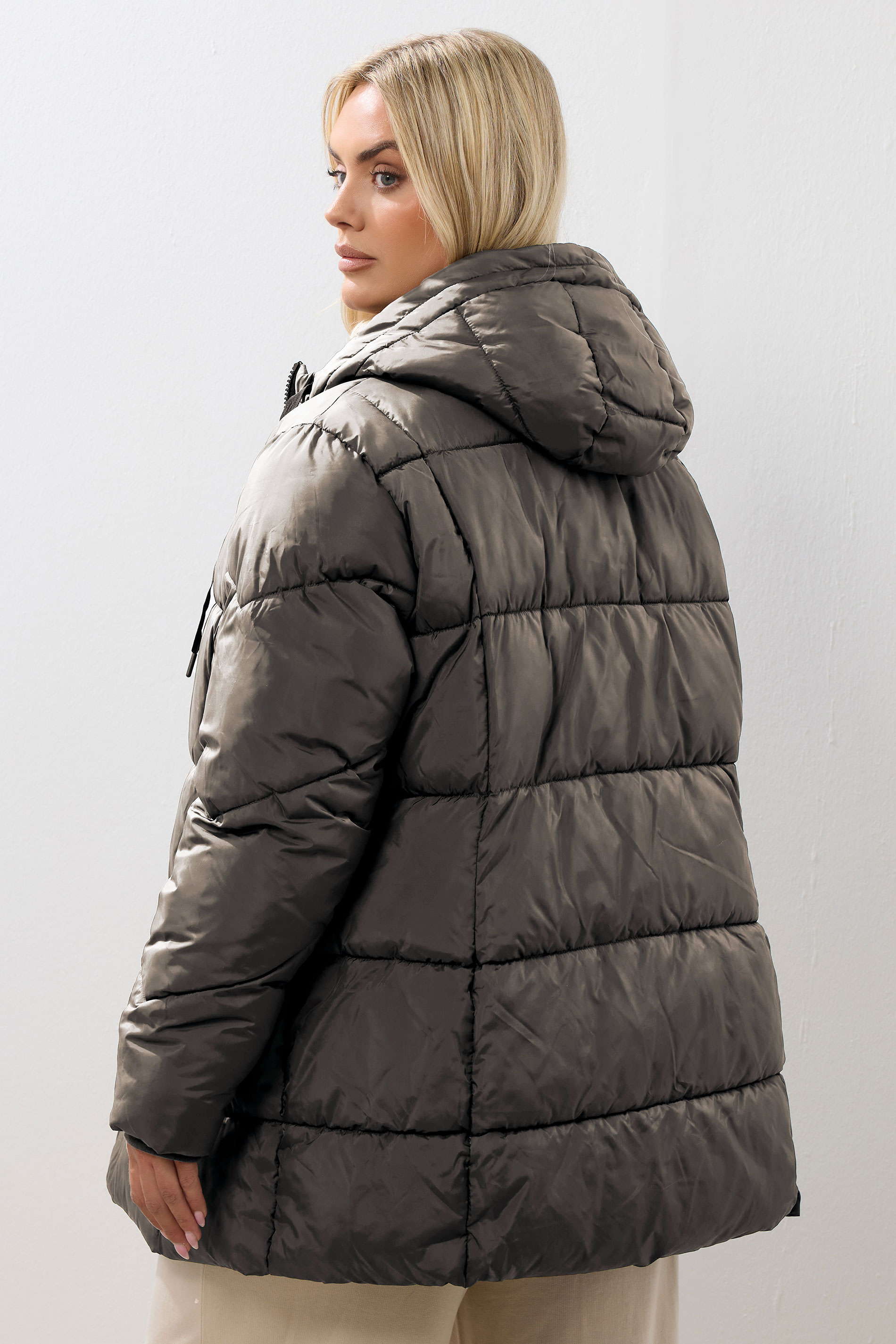 YOURS Plus Size Brown Short Padded Coat | Yours Clothing 4