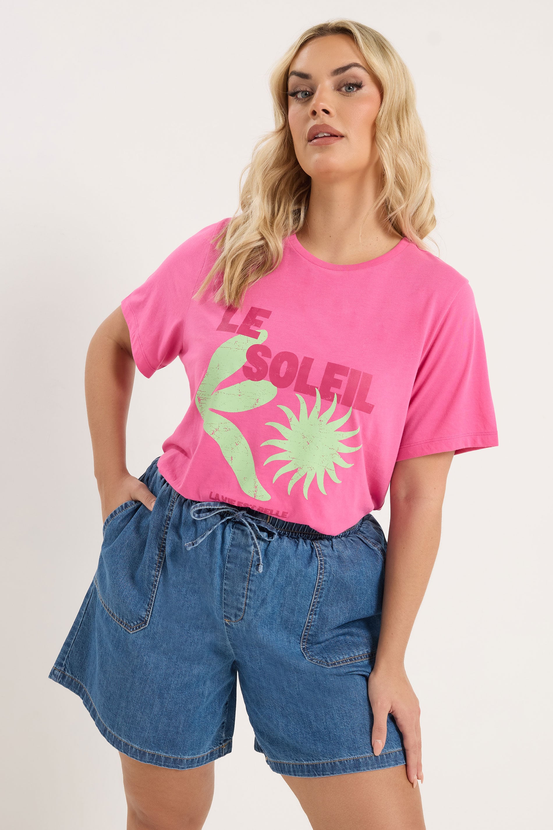 YOURS Plus Size Blue Denim Tie Waist Shorts | Yours Clothing 3