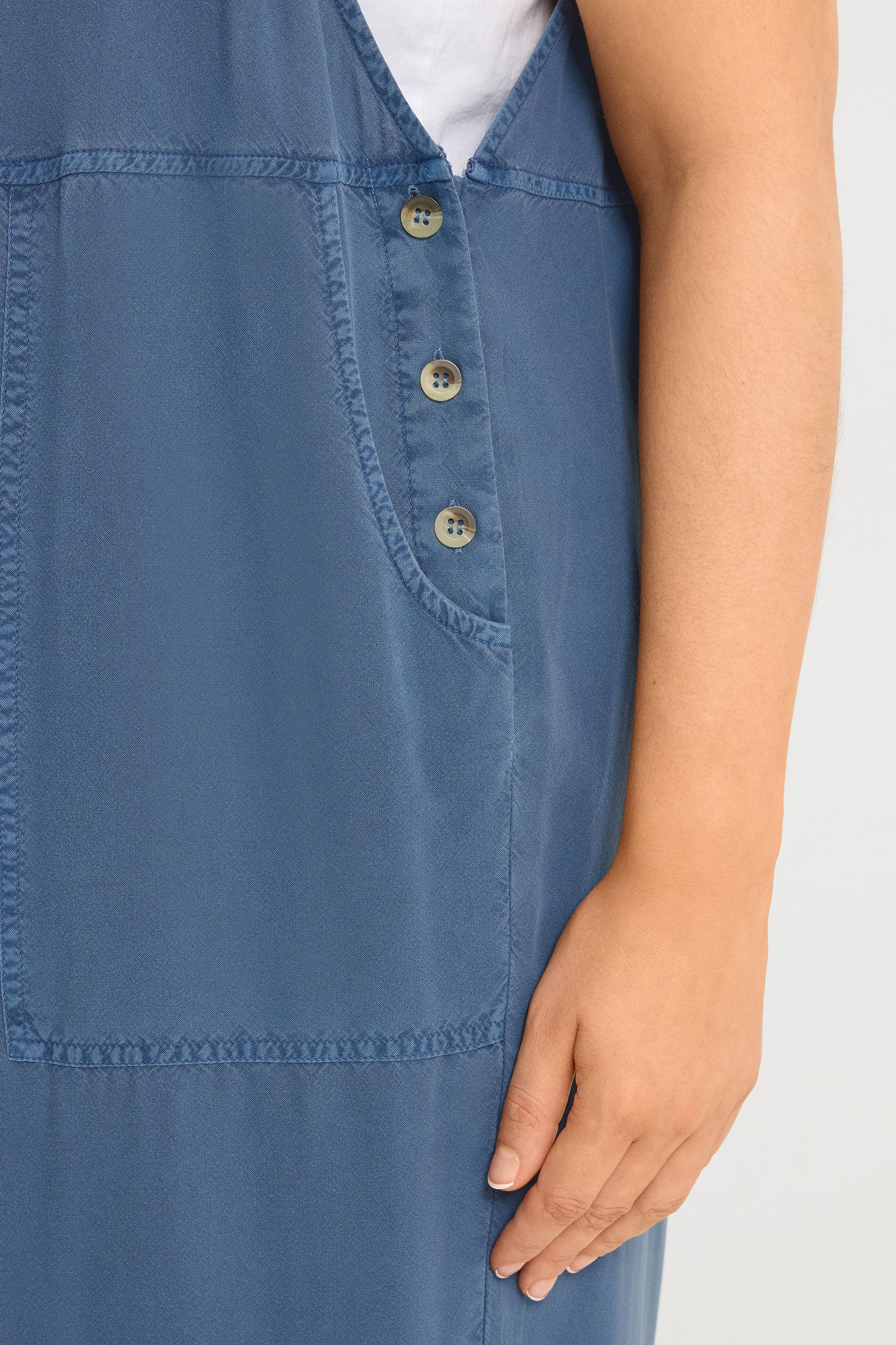 YOURS Plus Size Blue Chambray Wide Leg Dungarees | Yours Clothing 4