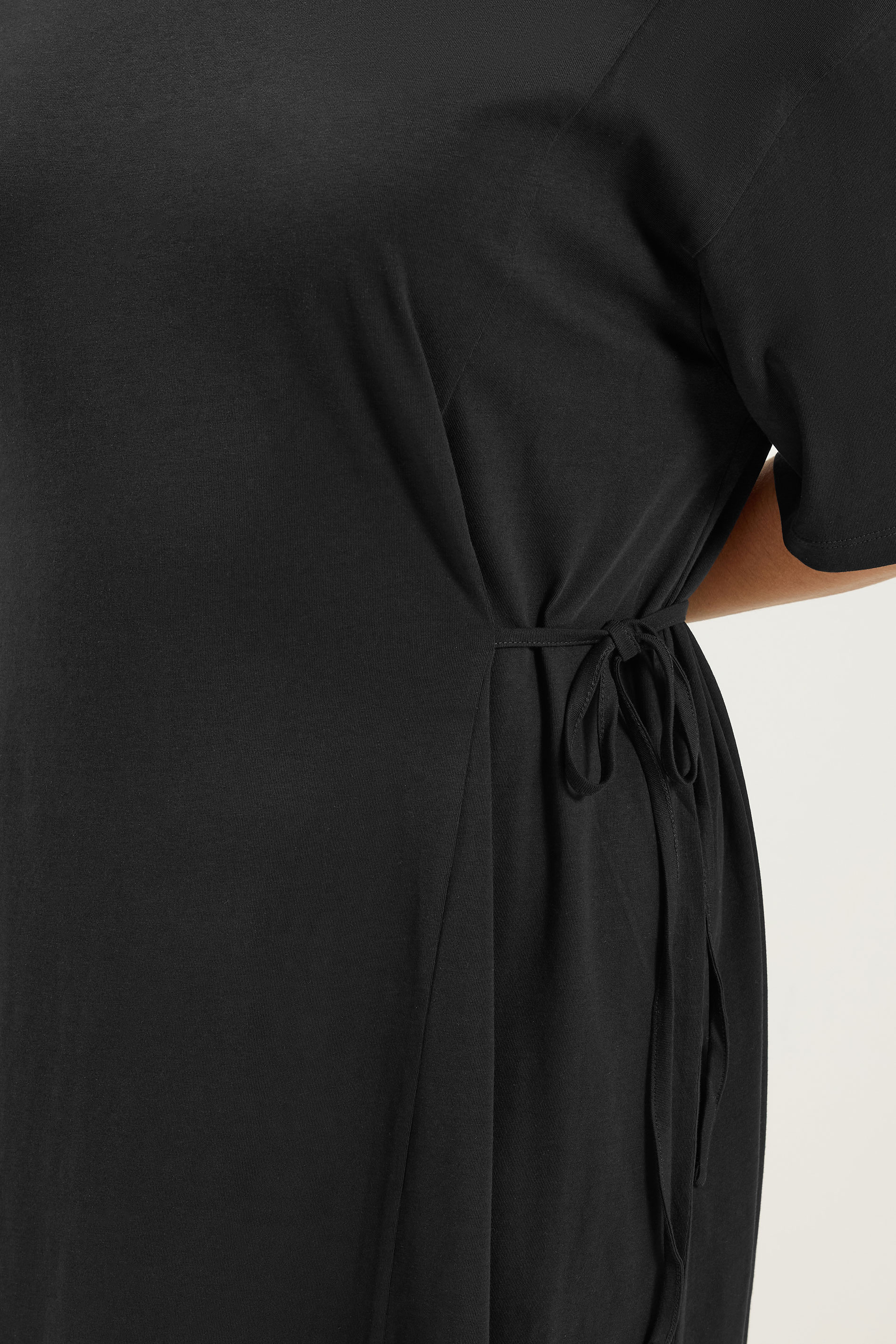 YOURS Plus Size Black Front Tie Midi Dress | Yours Clothing 4