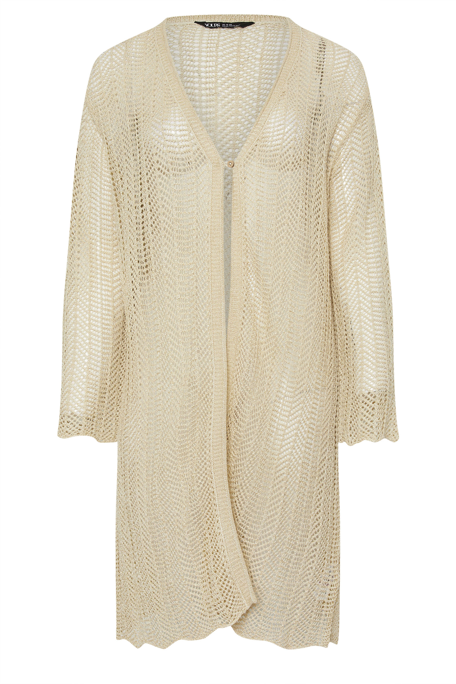 YOURS Plus Size Natural Brown Crochet Midi Cardigan | Yours Clothing 6