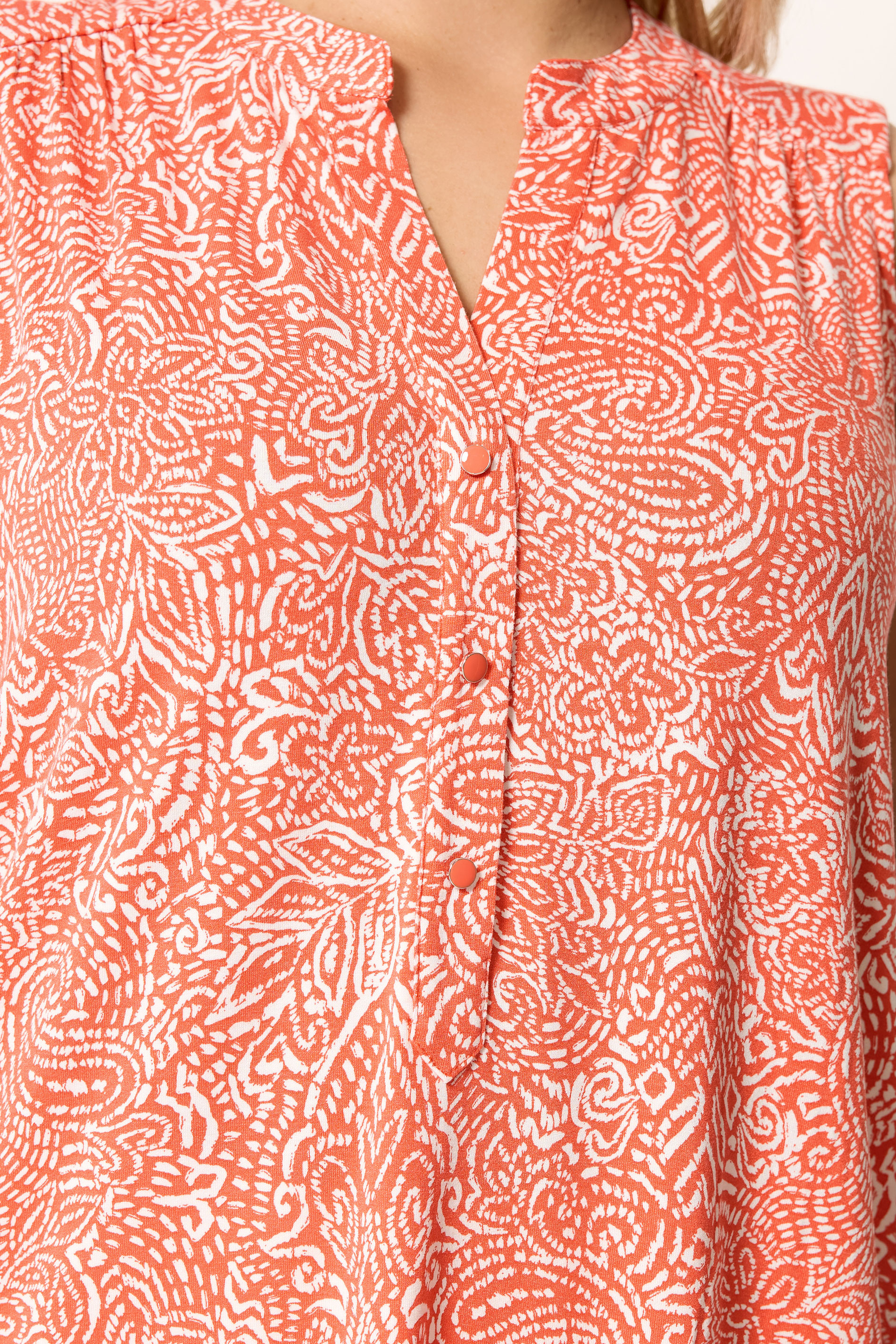 YOURS Plus Size Orange Floral Ikat Print Sleeveless Swing Blouse | Yours Clothing 4
