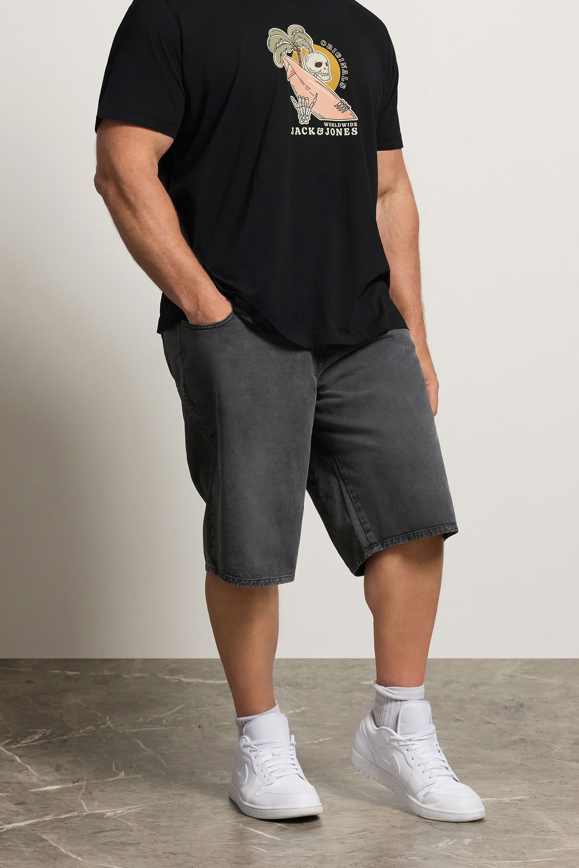 JACK & JONES Big & Tall Black Bronx Shorts | BadRhino 3