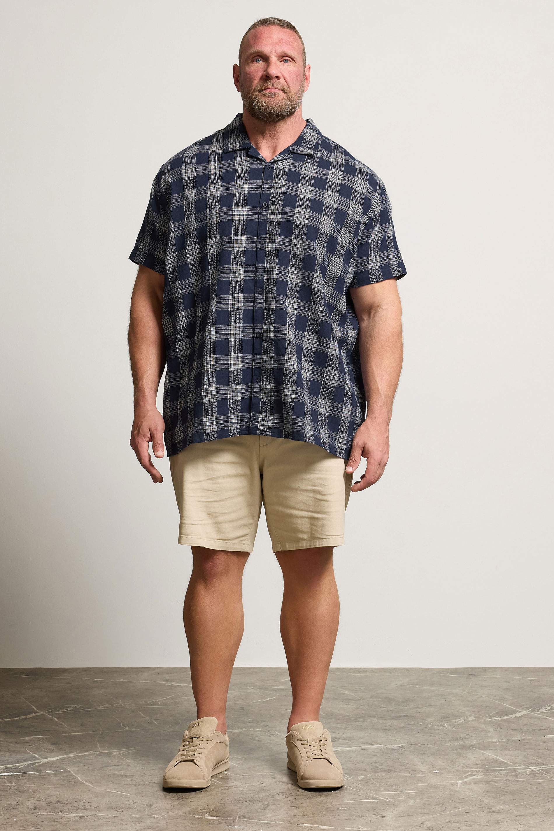 BadRhino Big & Tall Navy Blue Textured Check Print Shirt | BadRhino 2