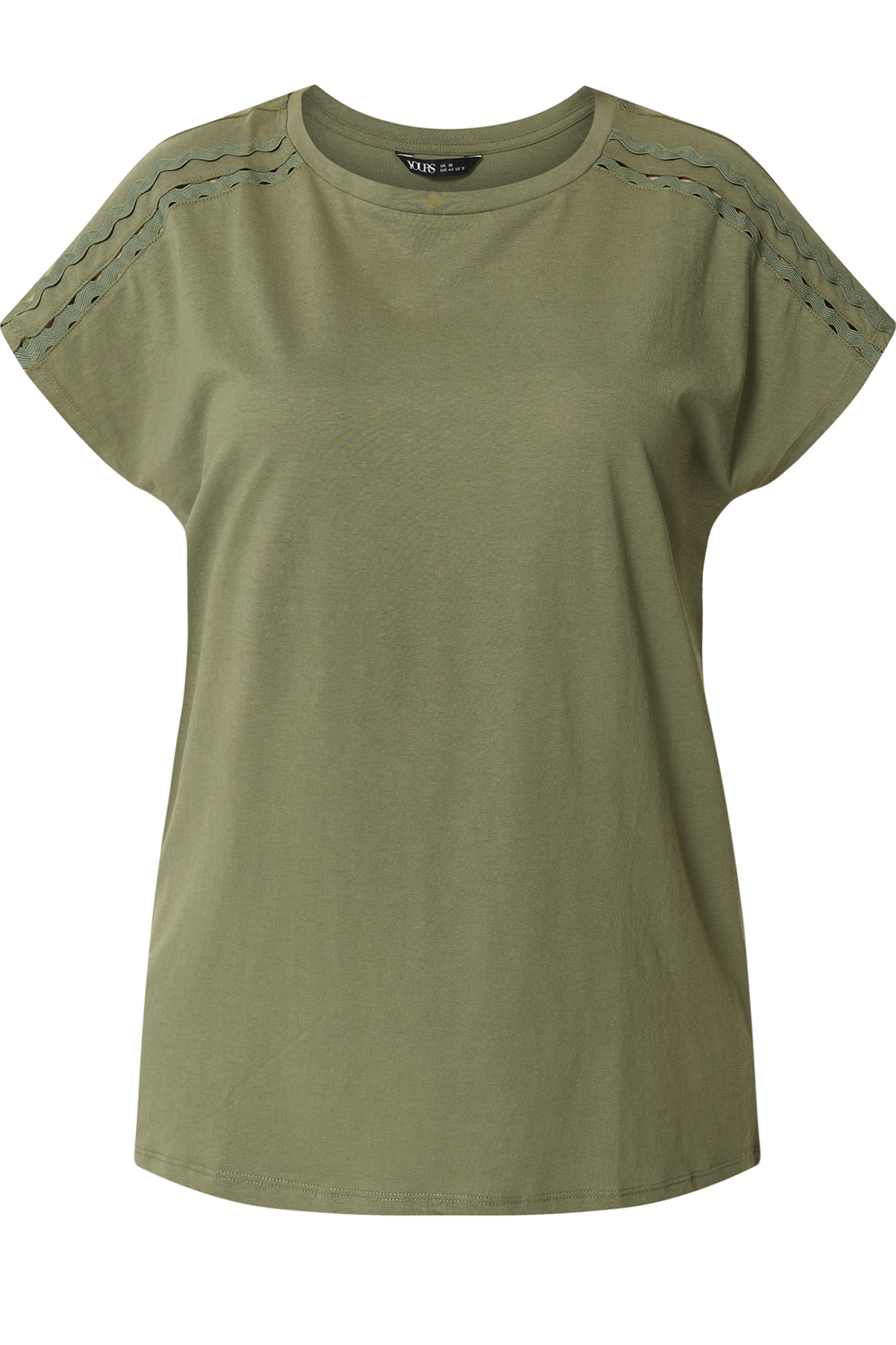 YOURS Plus Size Khaki Green Trim Detail T-Shirt | Yours Clothing 5