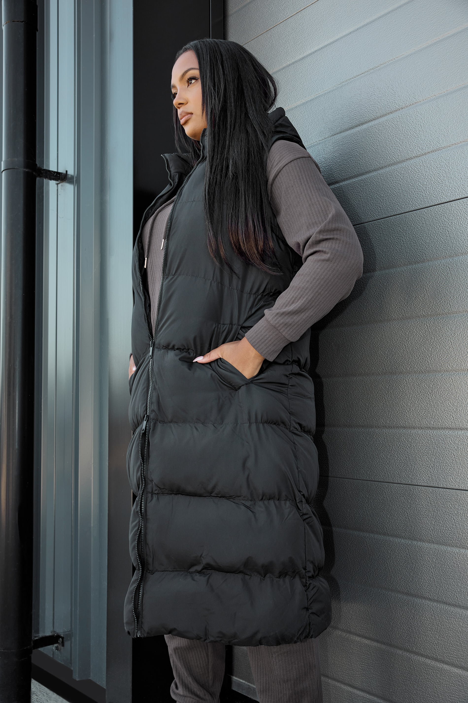 YOURS Plus Size Black Padded 2-in-1 Puffer Coat & Gilet | Yours Clothing 1