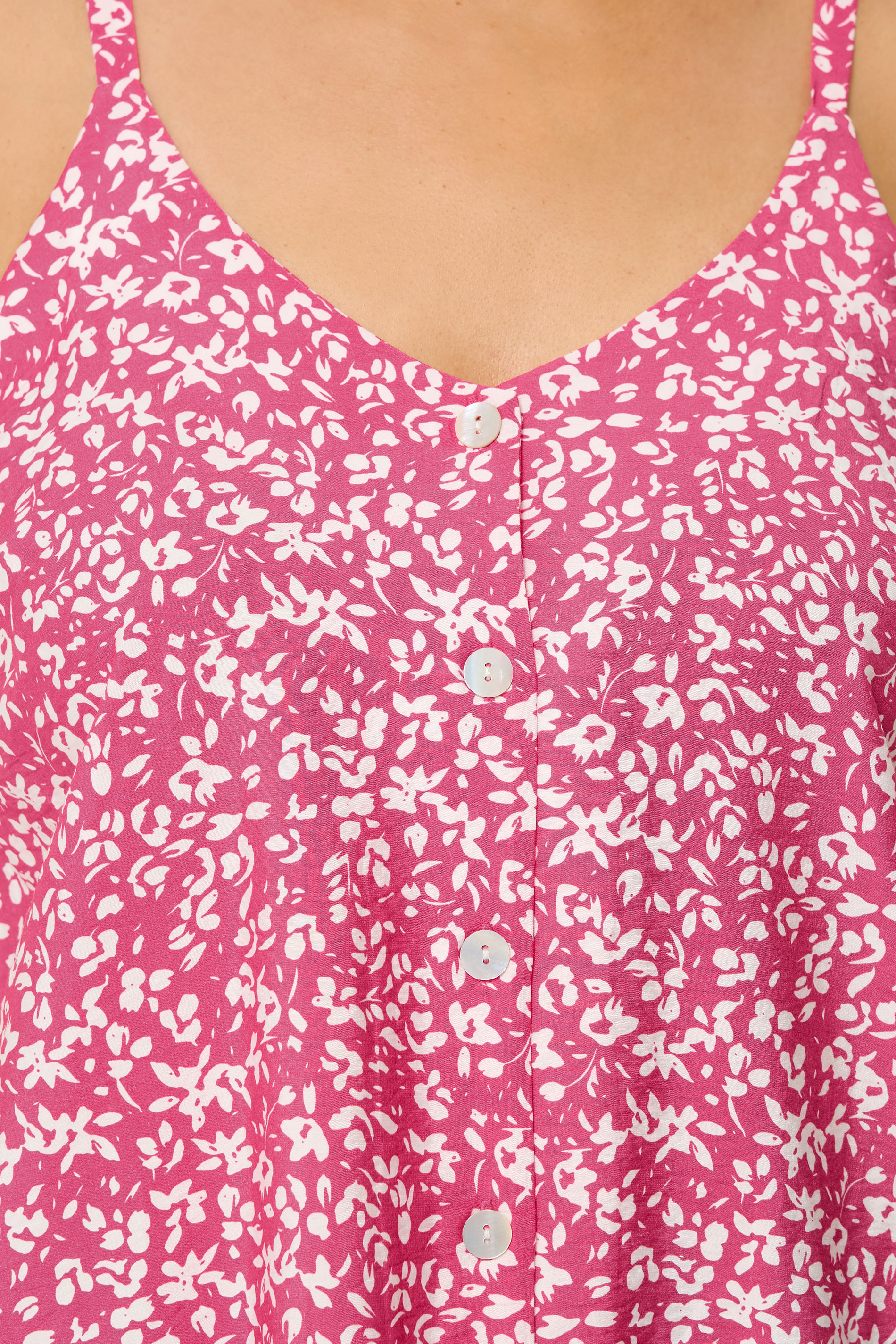 YOURS Plus Size Pink Floral Print Button Cami Vest Top | Yours Clothing 4