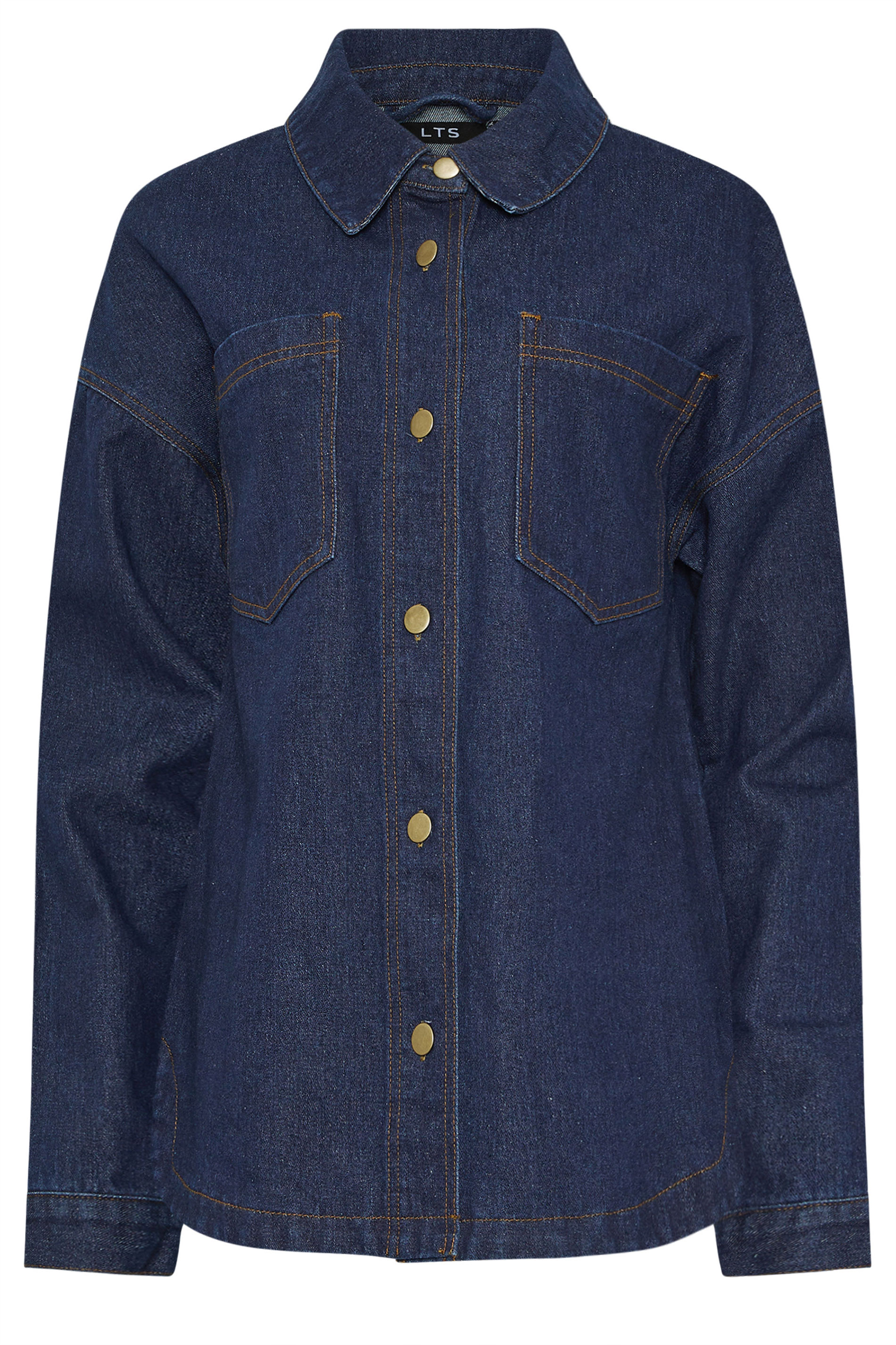 LTS Tall Blue Cotton Indigo Denim Shacket | Long Tall Sally 8