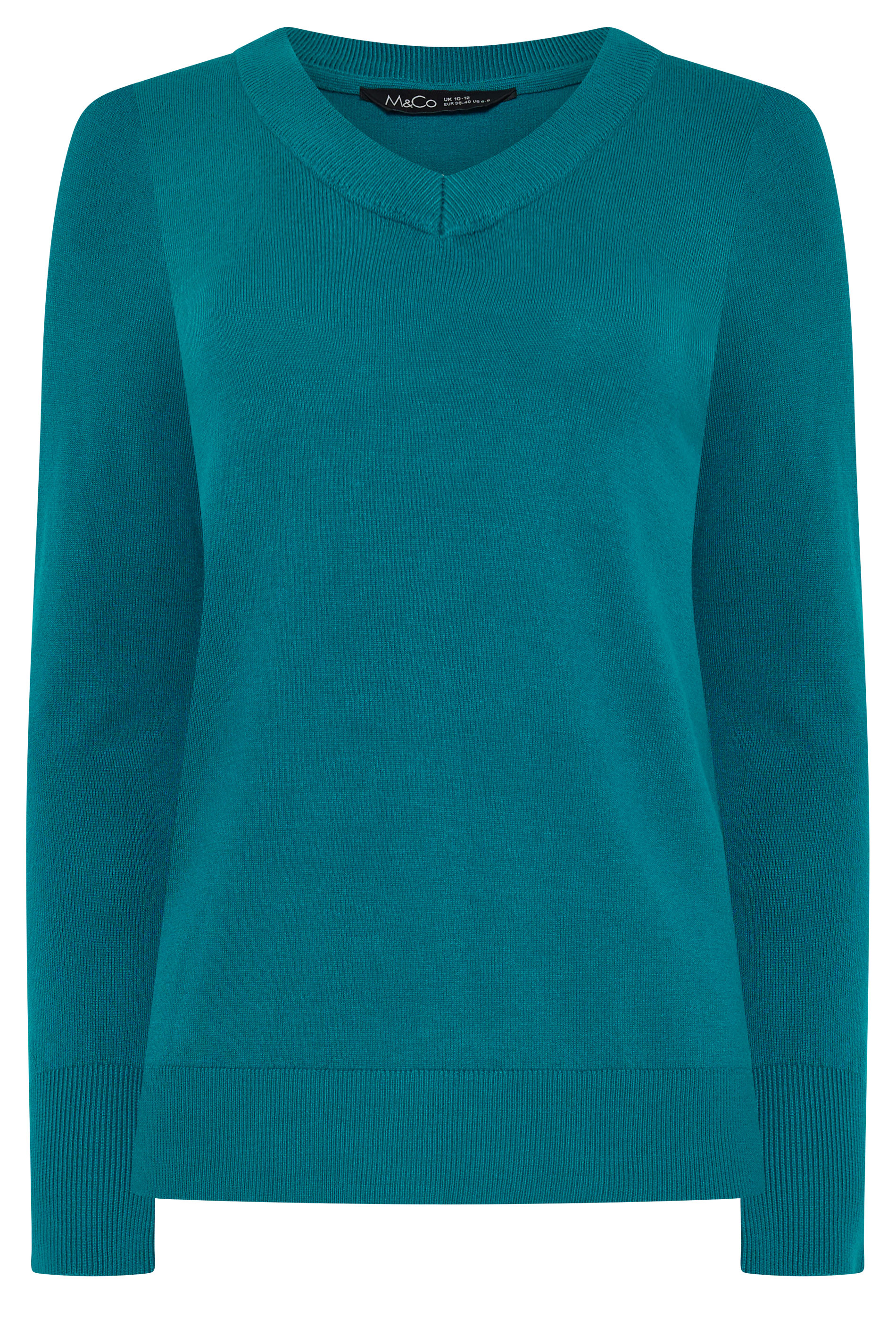 M&Co Teal Blue V-Neck Long Sleeve Jumper | M&Co 5
