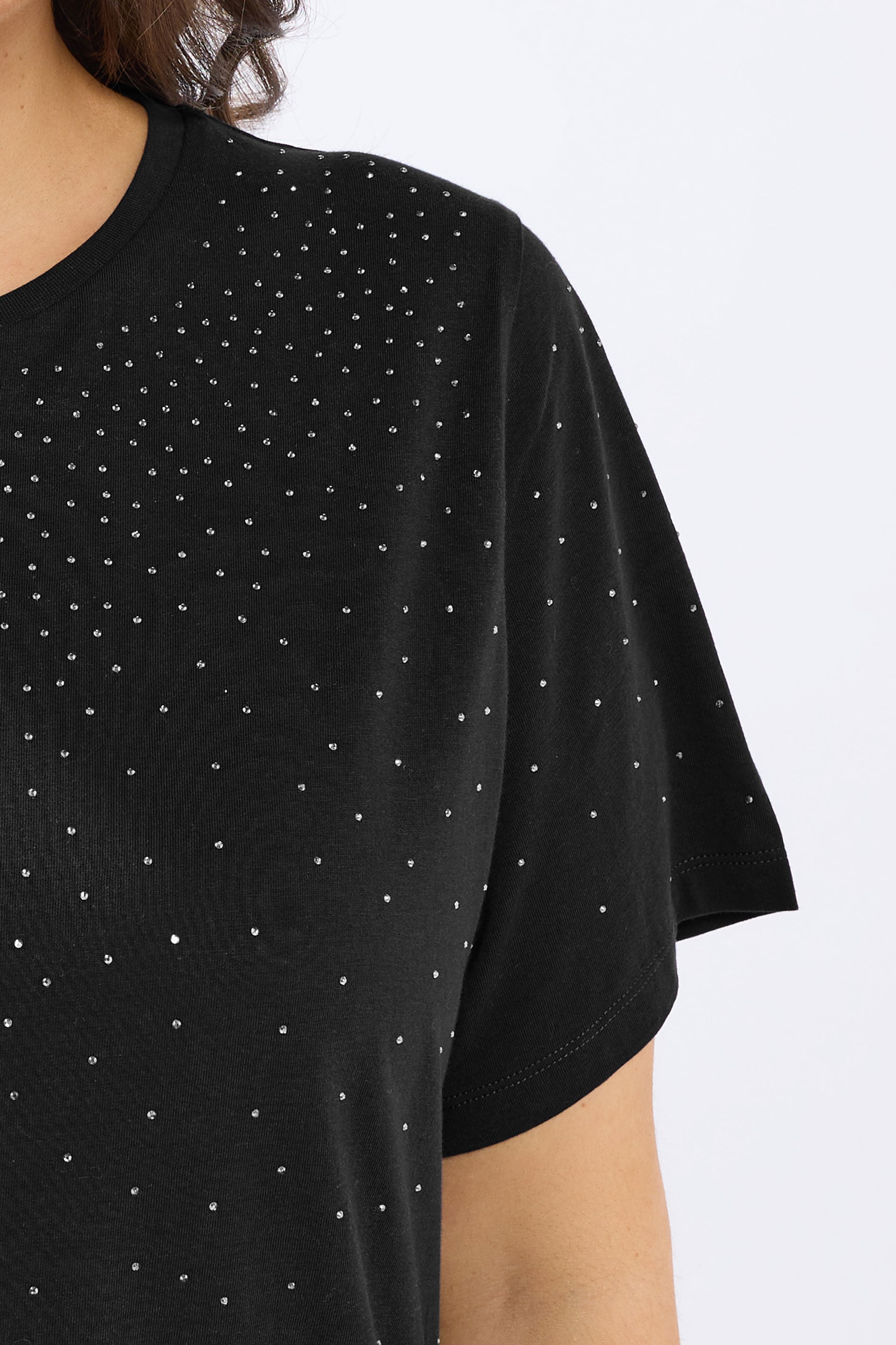 YOURS Plus Size Black Diamante Embellished T-Shirt | Yours Clothing 4