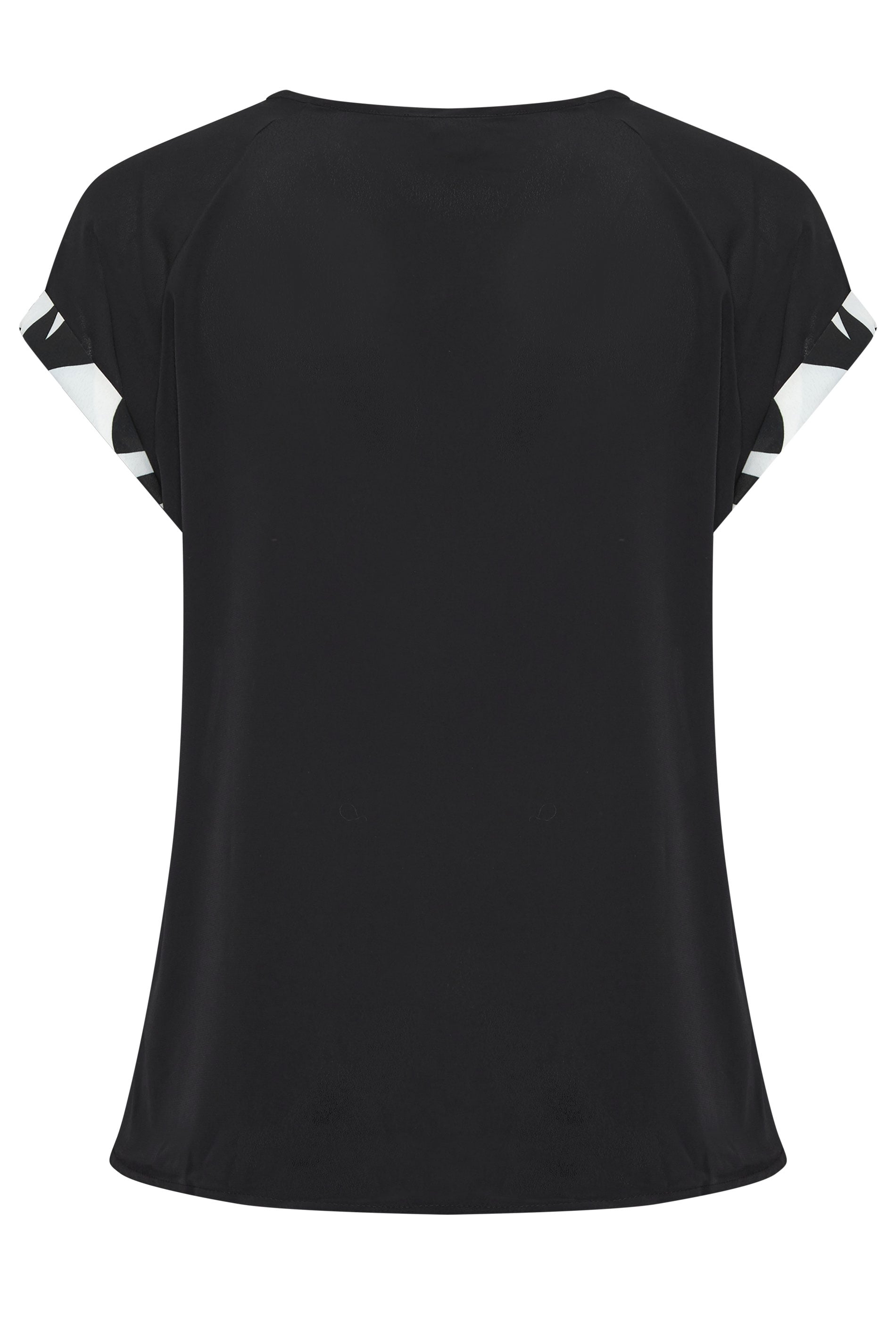 YOURS Plus Size Black Abstract Contrast Sleeve Top | Yours Clothing 2