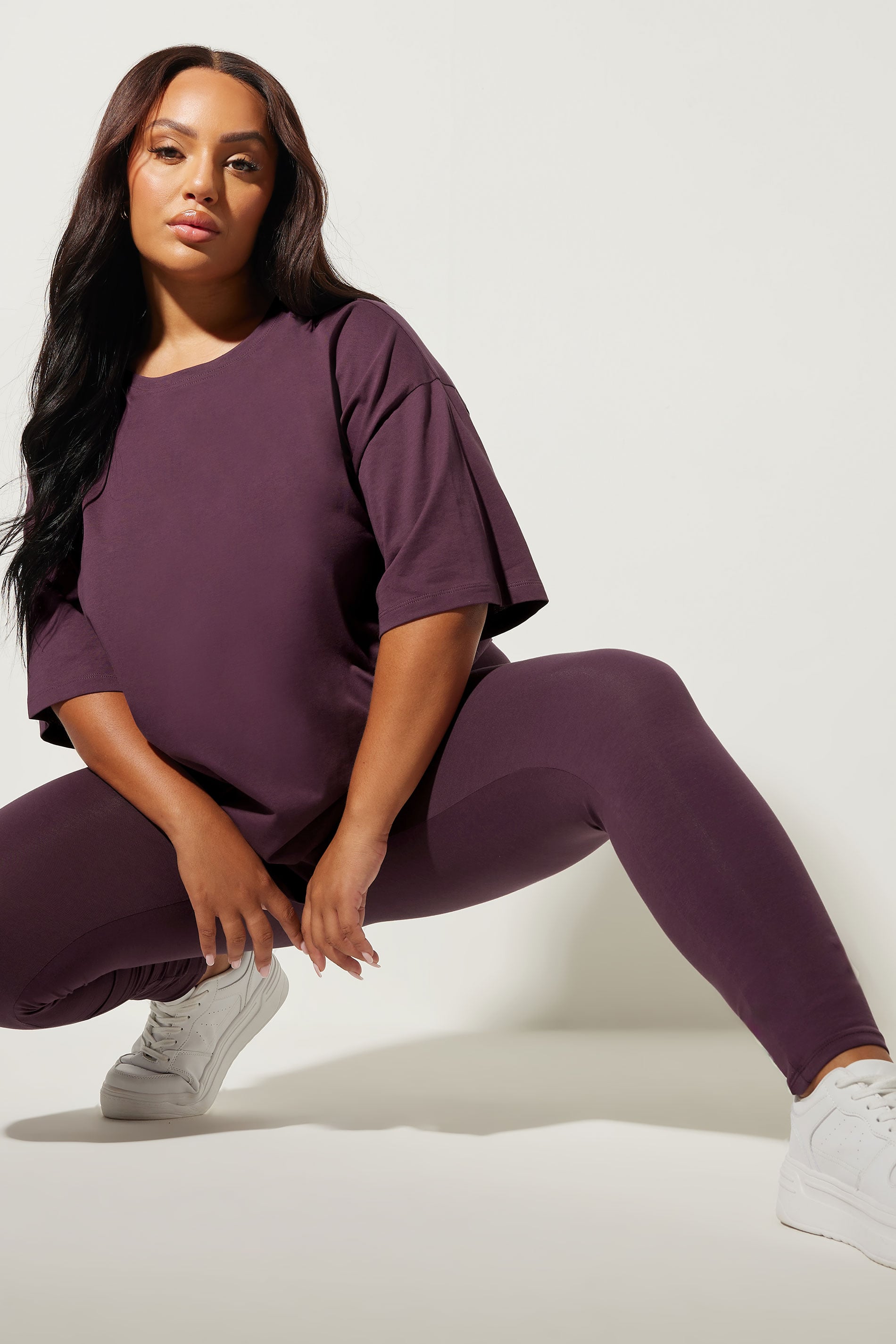 YOURS Plus Size Dark Purple Relaxed Longline T-Shirt | Yours Clothing 2