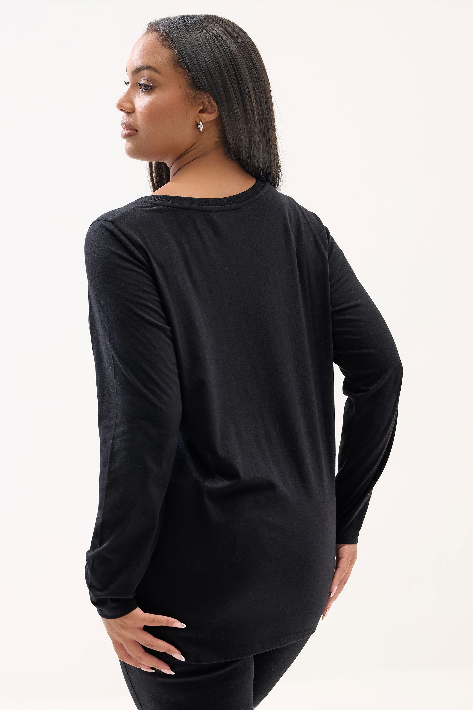 YOURS Plus Size Black Diamante Bow Long Sleeve Top | Yours Clothing 2