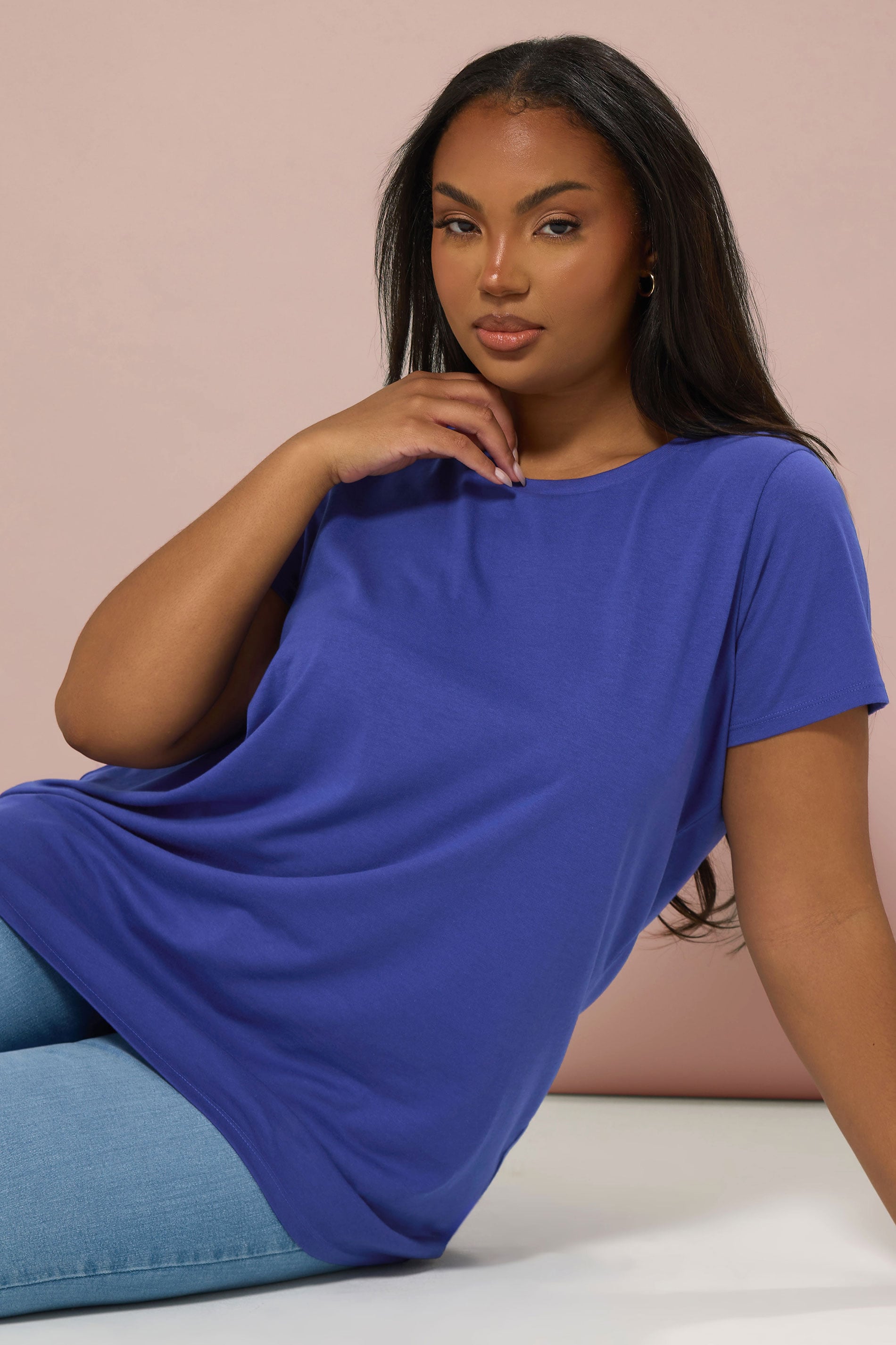 YOURS Plus Size Cobalt Blue Core T-Shirt | Yours Clothing 4