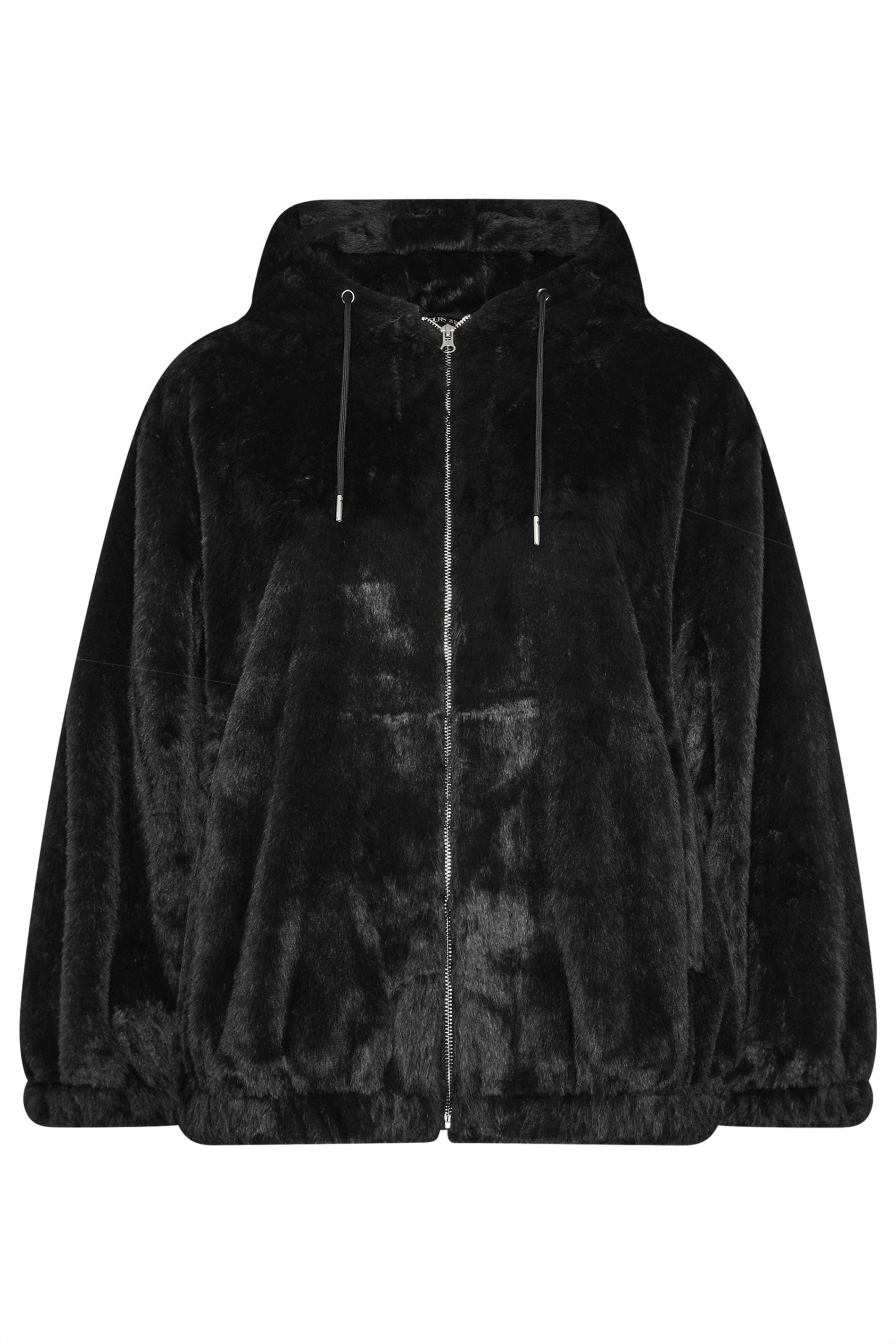 YOURS Plus Size Black Faux Fur Hooded Jacket | Yours Clothing 7