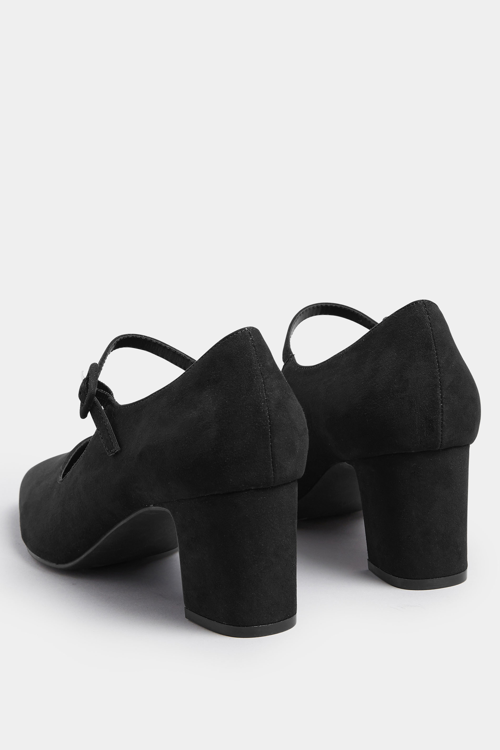 LTS Black Faux Suede Mary Jane Block Heel In Standard Fit | Long Tall Sally 4