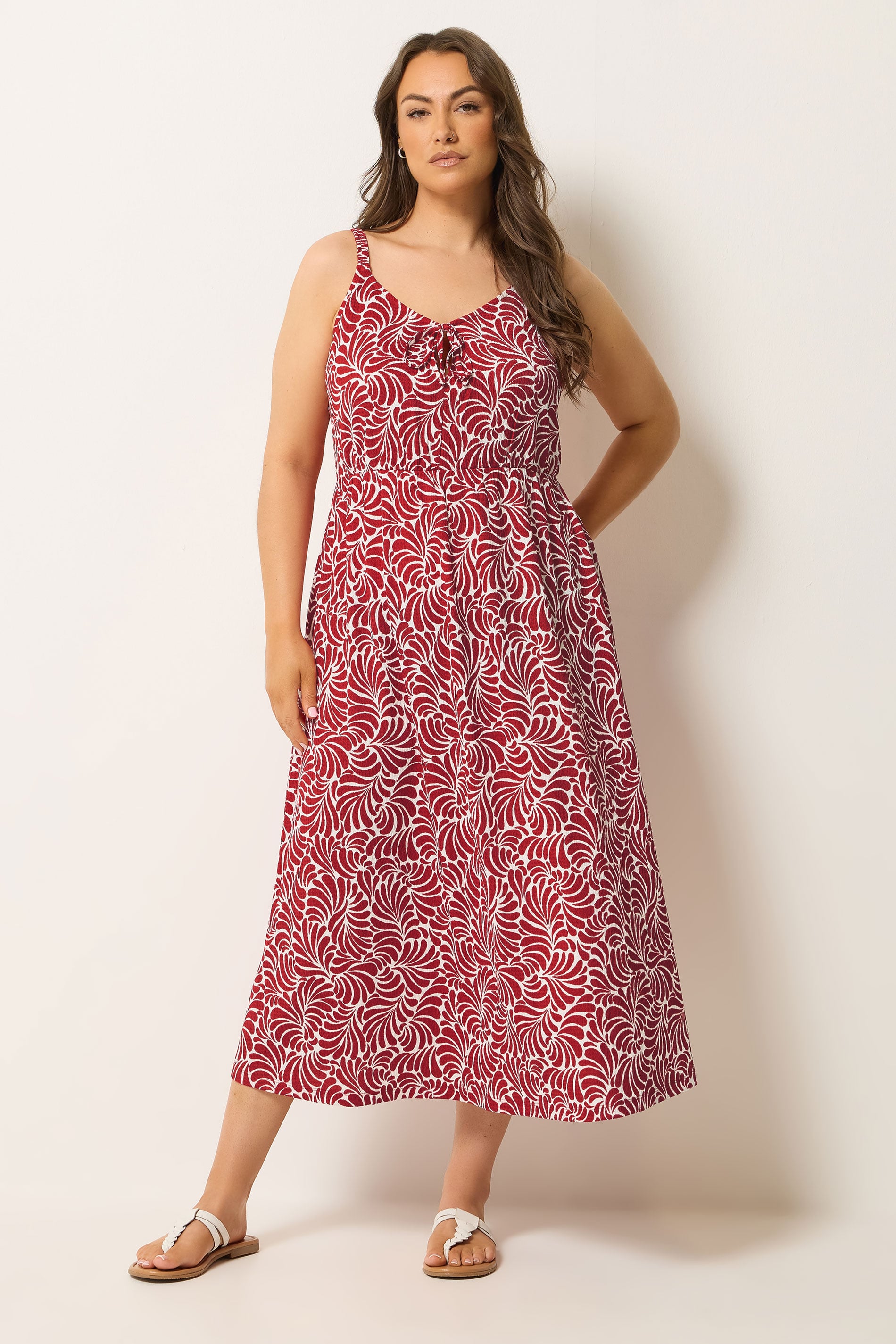 YOURS Plus Size Red Swirl Keyhole Dress | Yours Clothing 3