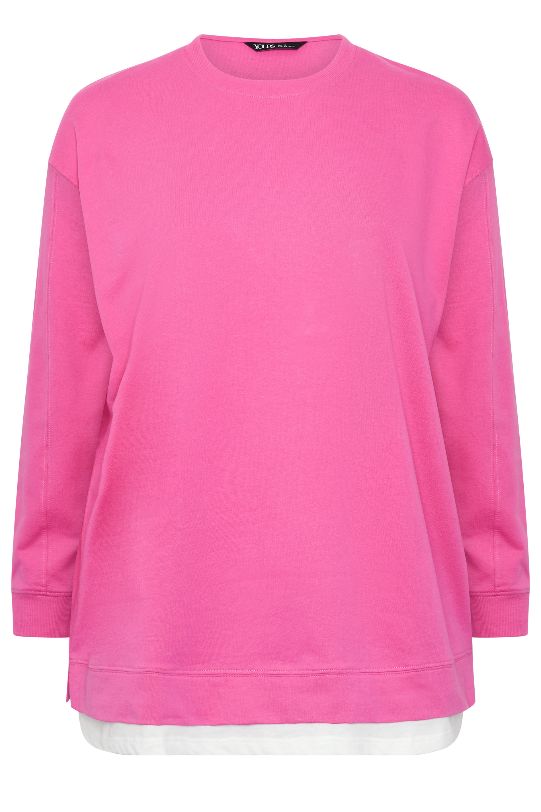 YOURS Plus Size Pink Crew-Neck Jumper | Yours Clothing 5