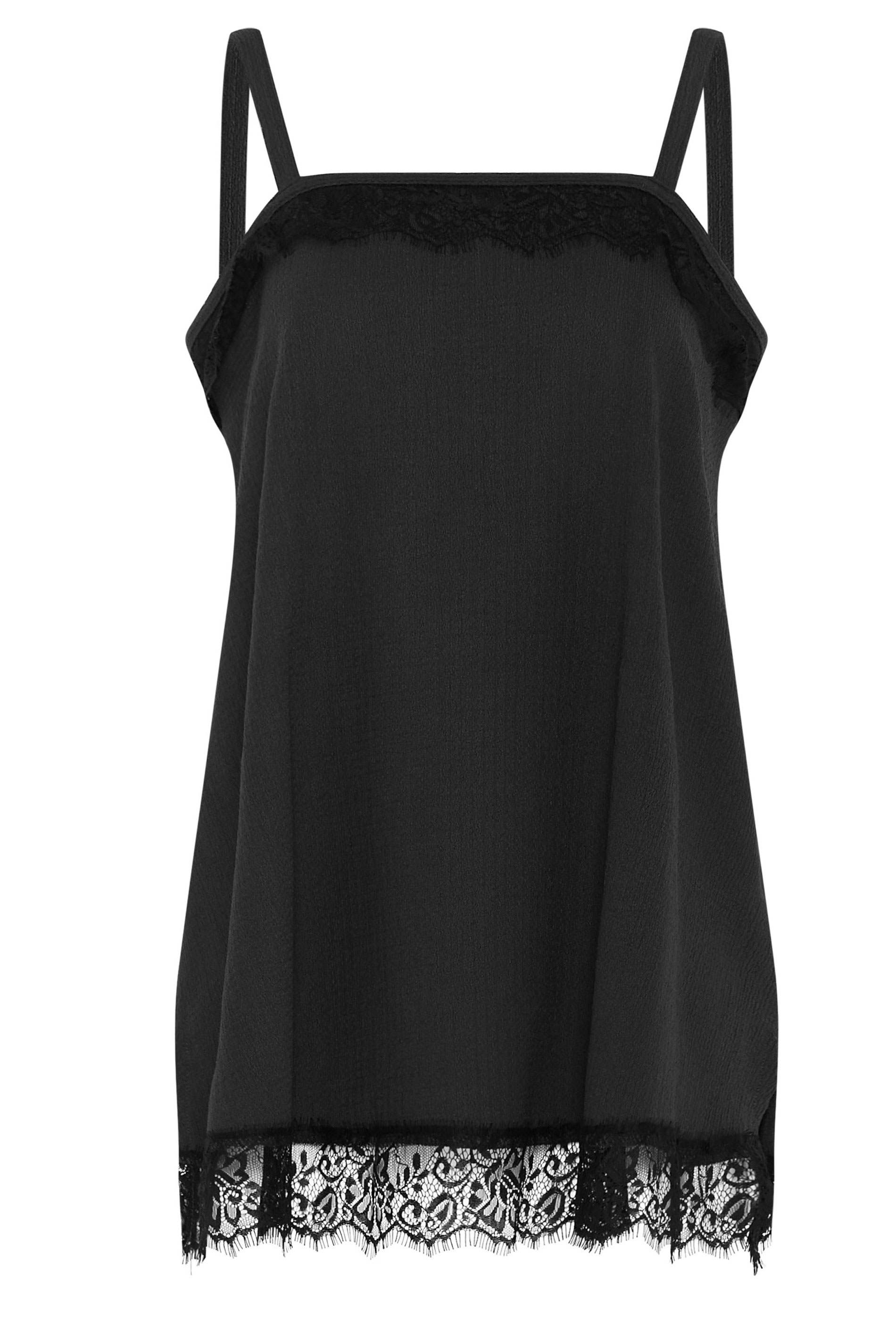 YOURS Plus Size Black Lace Detail Vest Top | Yours Clothing 5