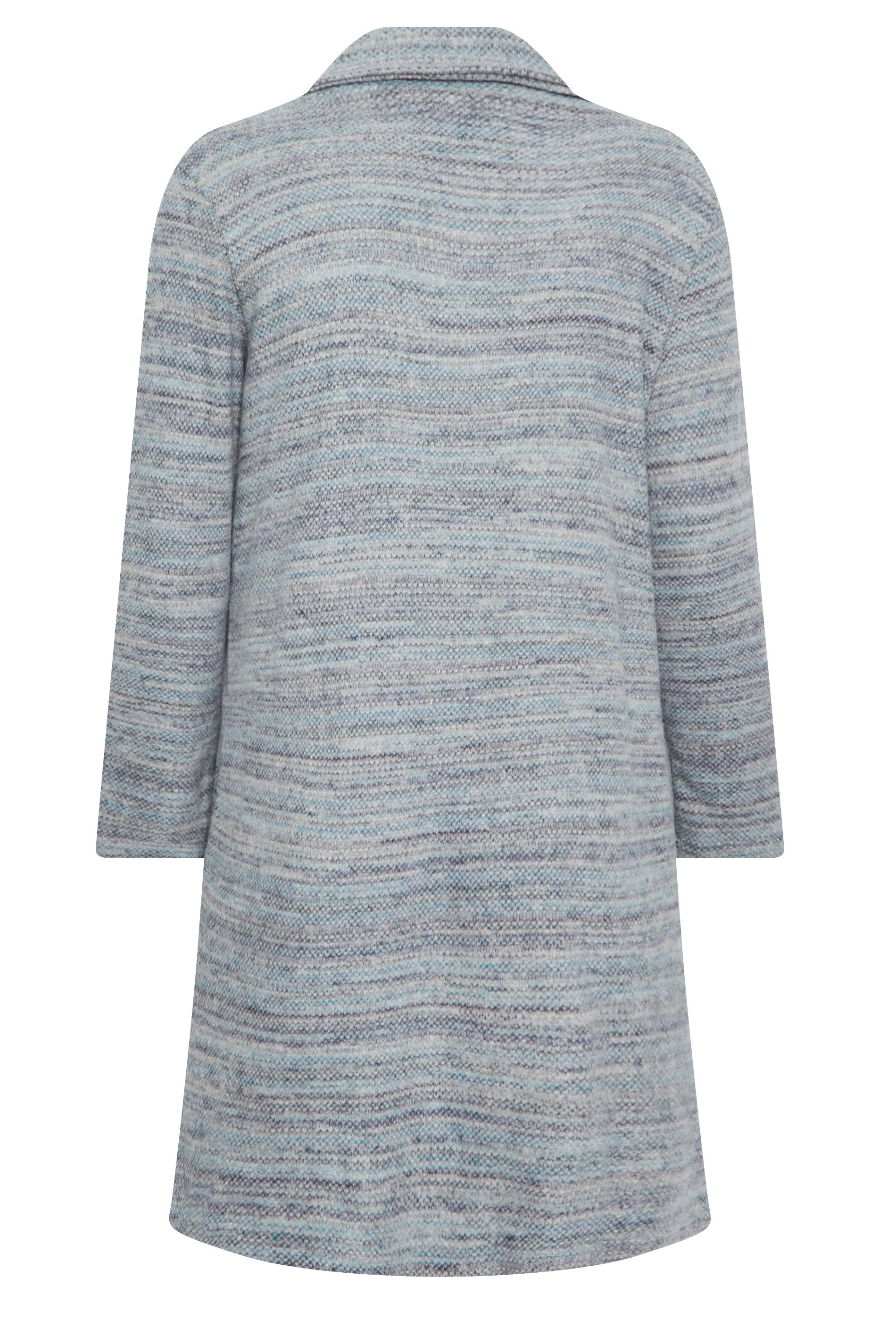 YOURS LUXURY Plus Size Blue Marl Button Front Midi Jacket | Yours Clothing 8